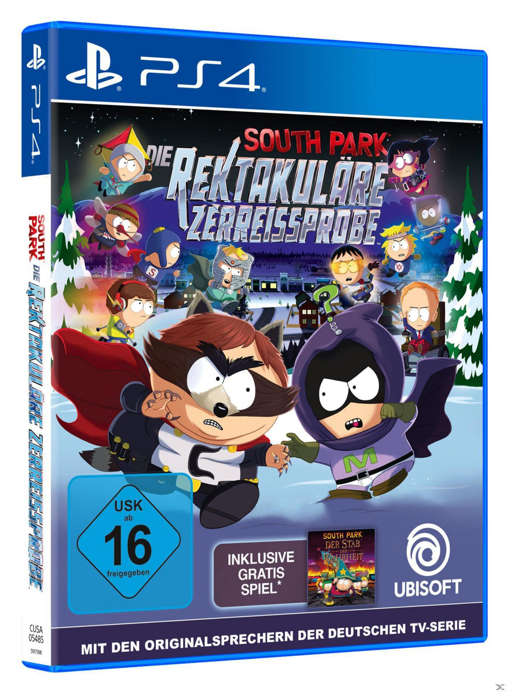 Copertina del gioco South Park: The Fractured But Whole. Personaggi in costume da supereroe. Sfondo innevato.