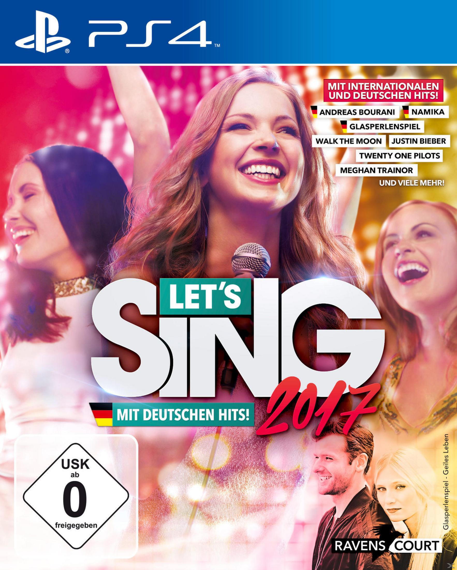 Let's Sing 2017 Spielverpackung. Zeigt eine singende Frau mit anderen. Deutscher Text und Künstlernamen.