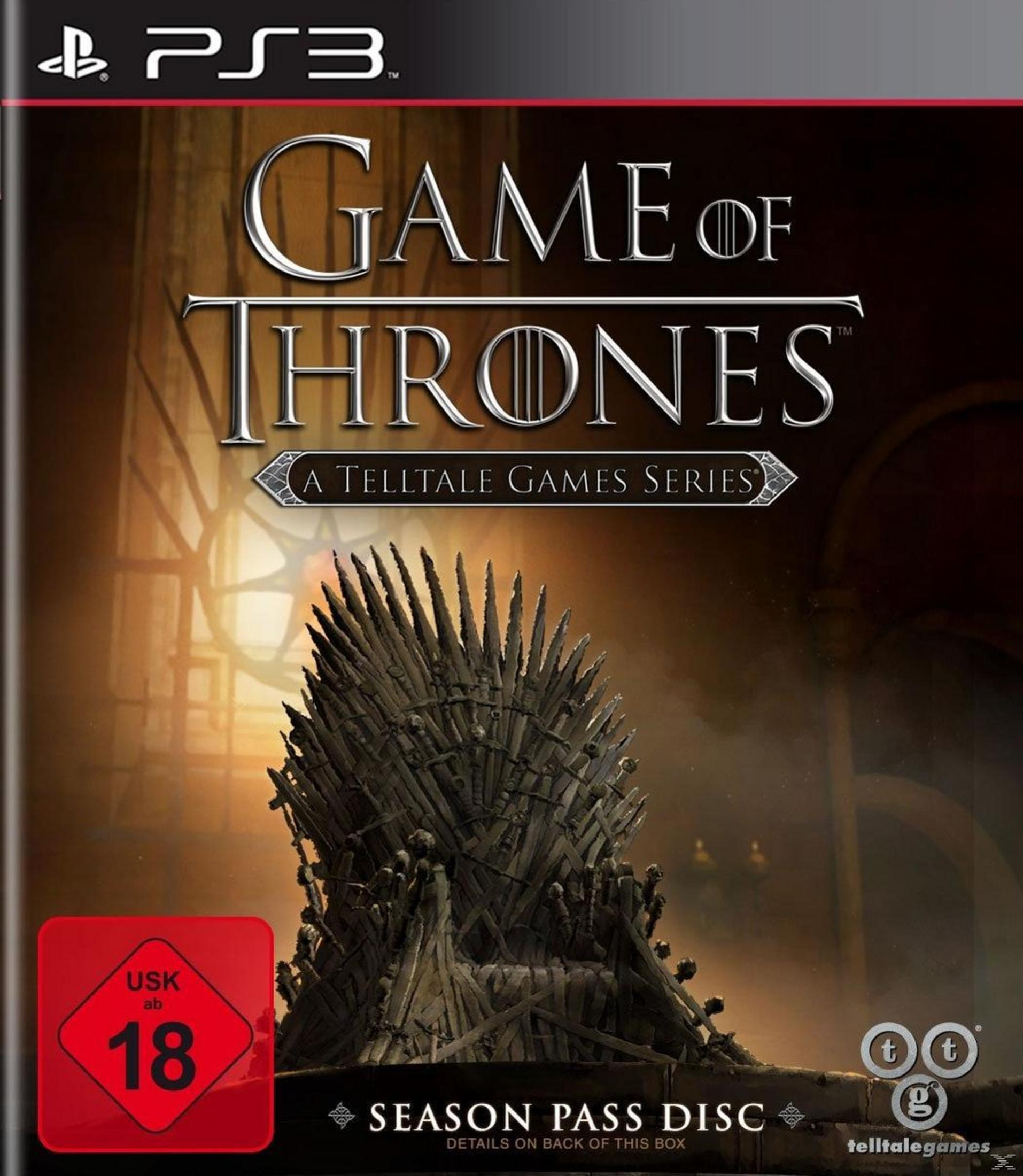 Scatola del gioco Game of Thrones per PS3. Presenta il Trono di Spade e il titolo del gioco.