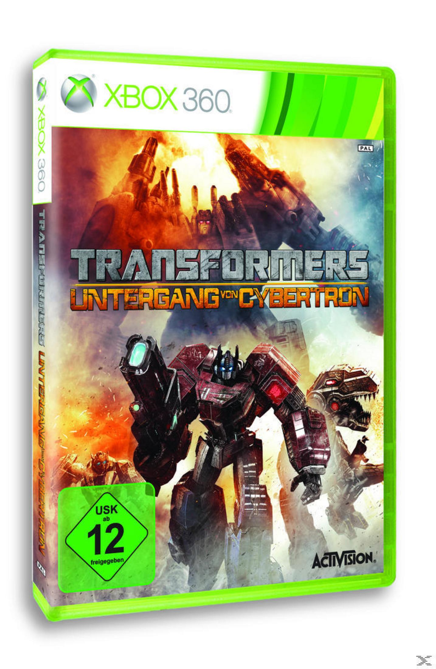 Xbox 360 Spielhülle für Transformers: Untergang von Cybertron mit rotem Roboter auf dem Cover.