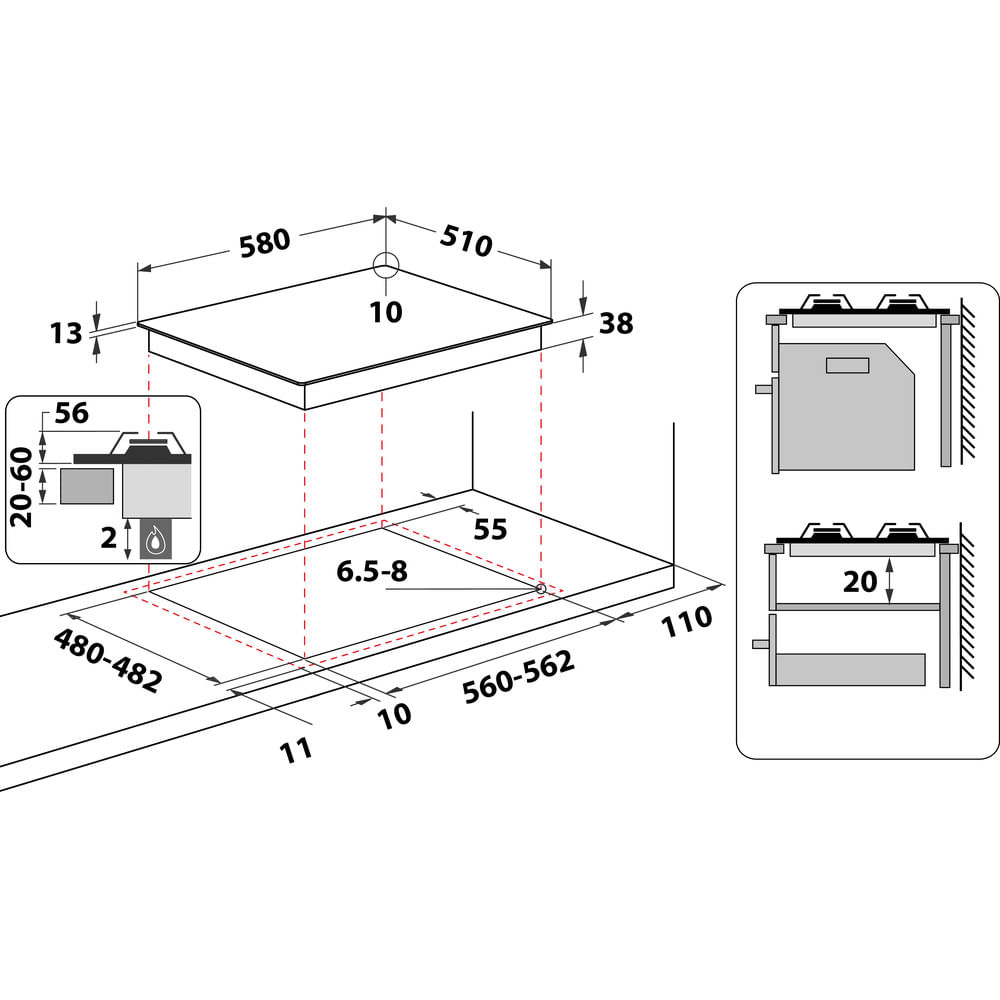 Diagrama de una placa con dimensiones y medidas.