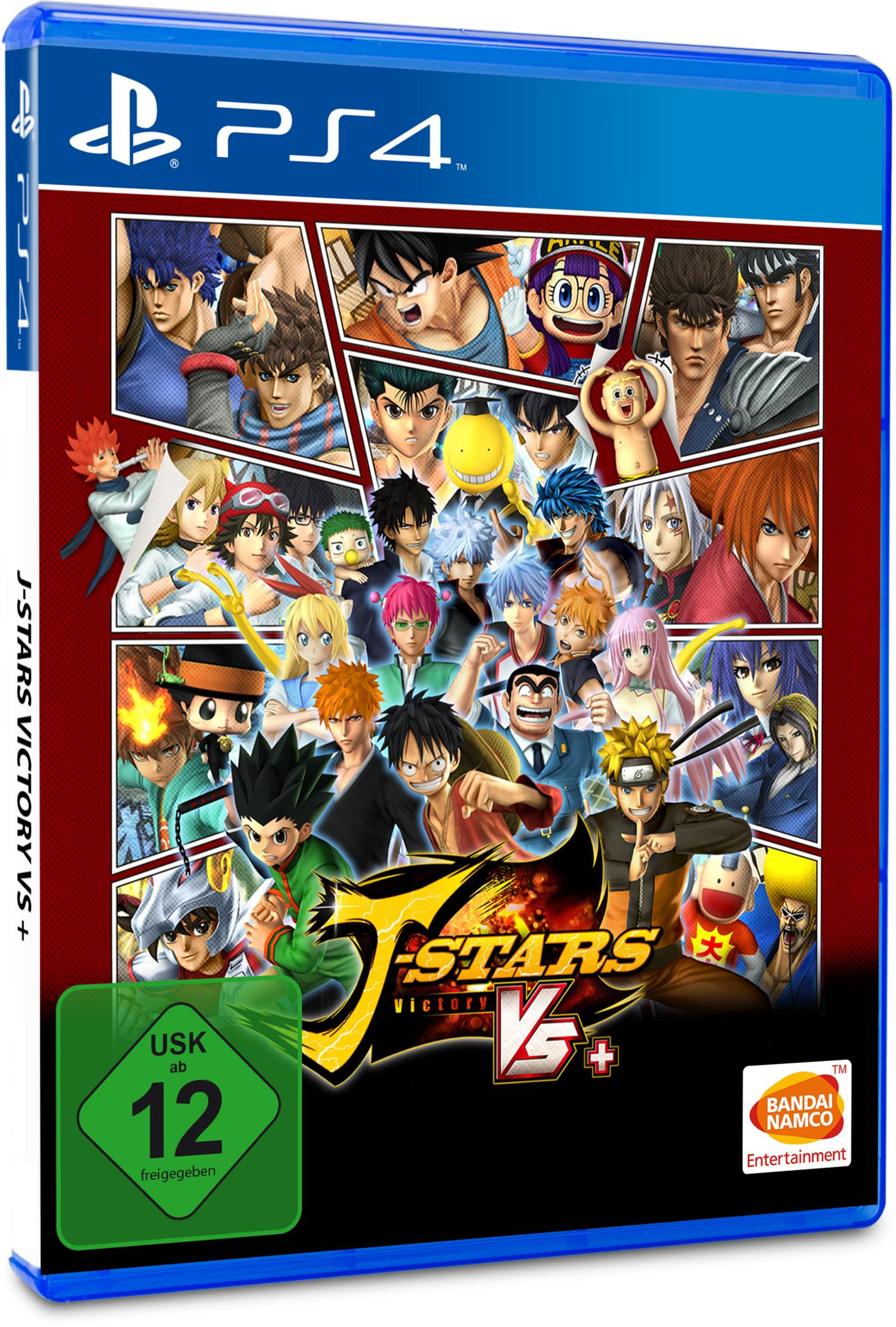 Videospielhülle für J-Stars Victory VS+ auf PS4, mit Anime-Charakteren auf dem Cover.