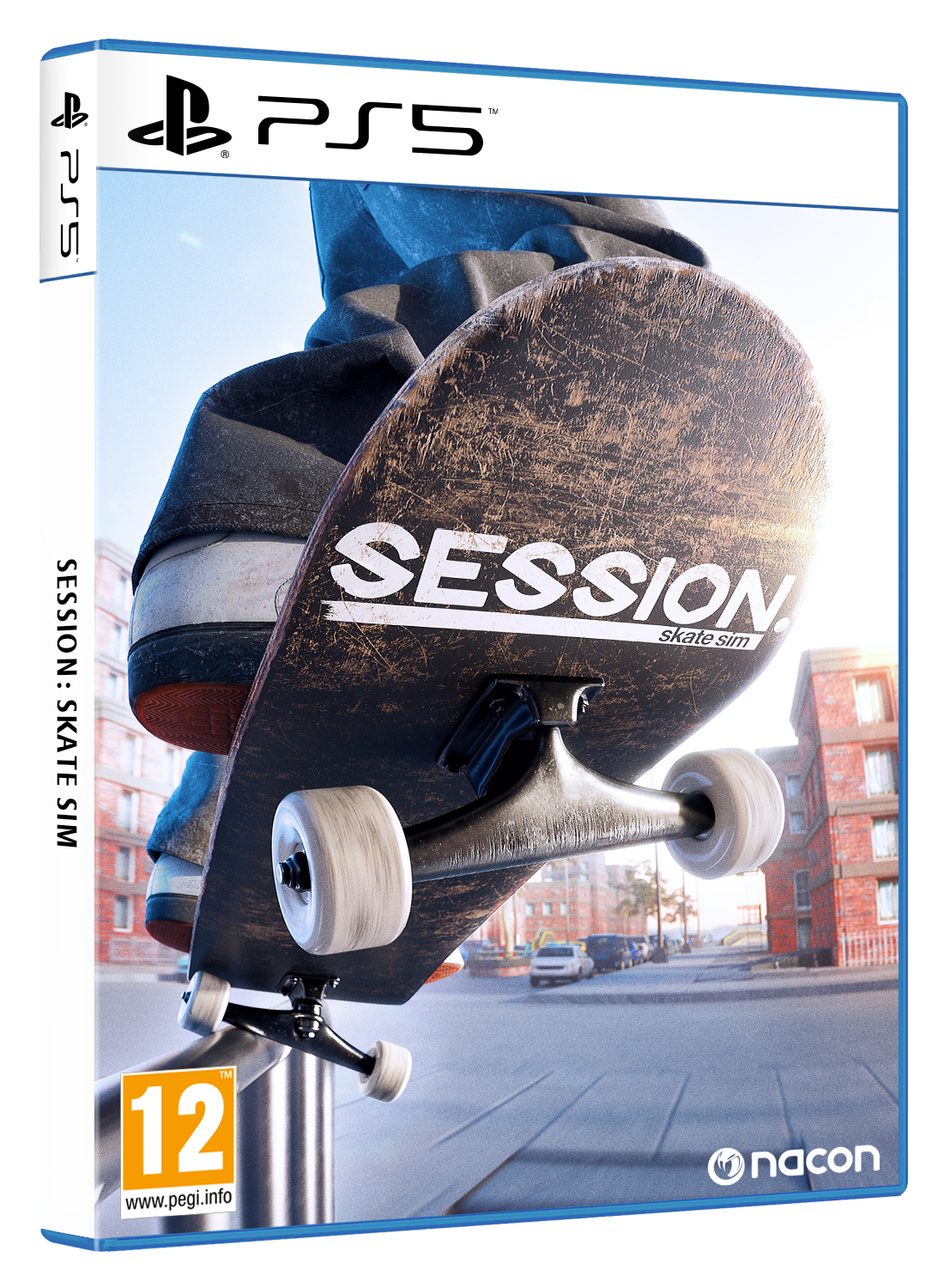 Custodia PS5 di Session: Skate Sim, con lo skateboard in focus.