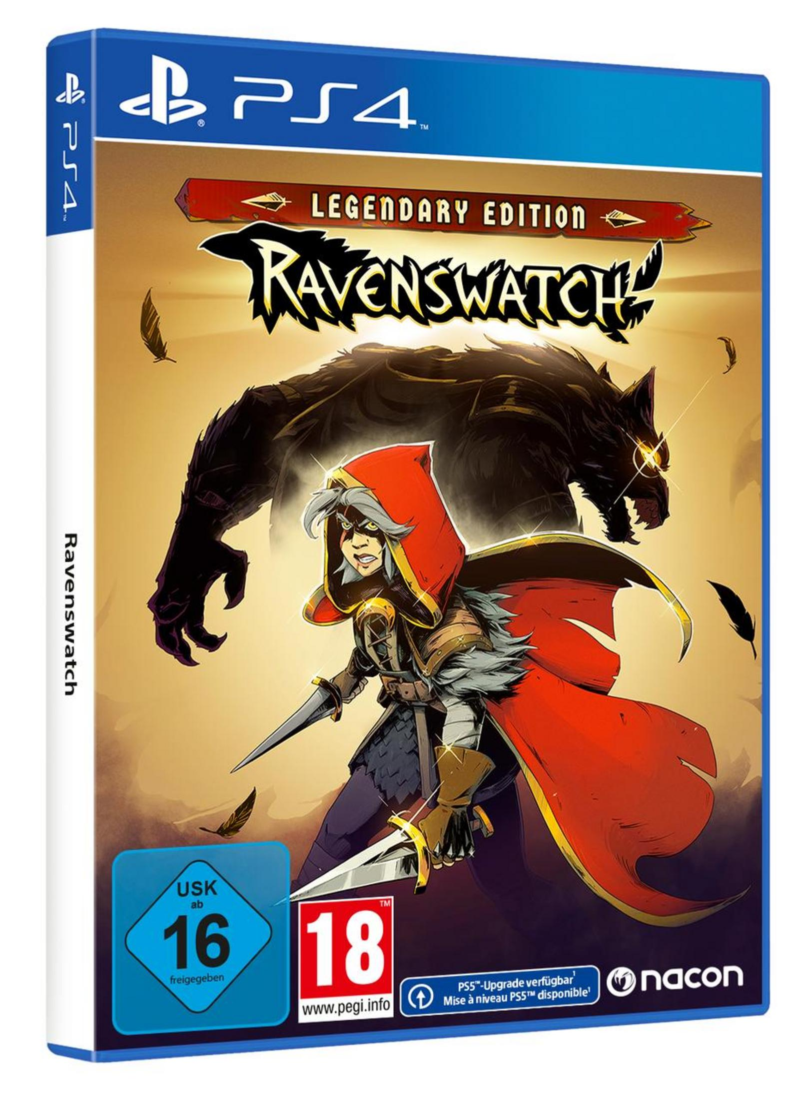 Illustration de la boîte du jeu PS4 'Ravenswatch' avec un loup.