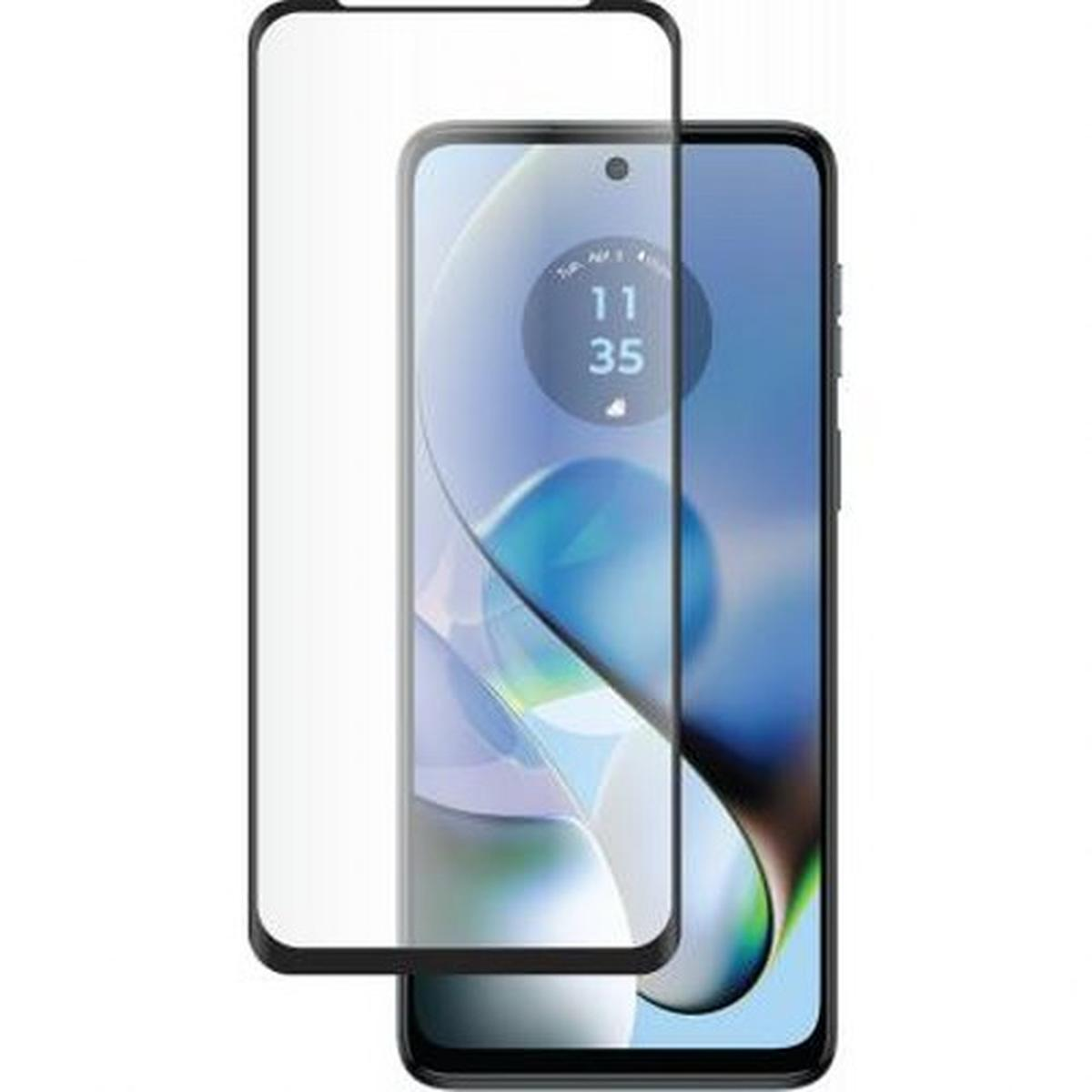Uno smartphone con una protezione per lo schermo accanto alla confezione protettiva.
