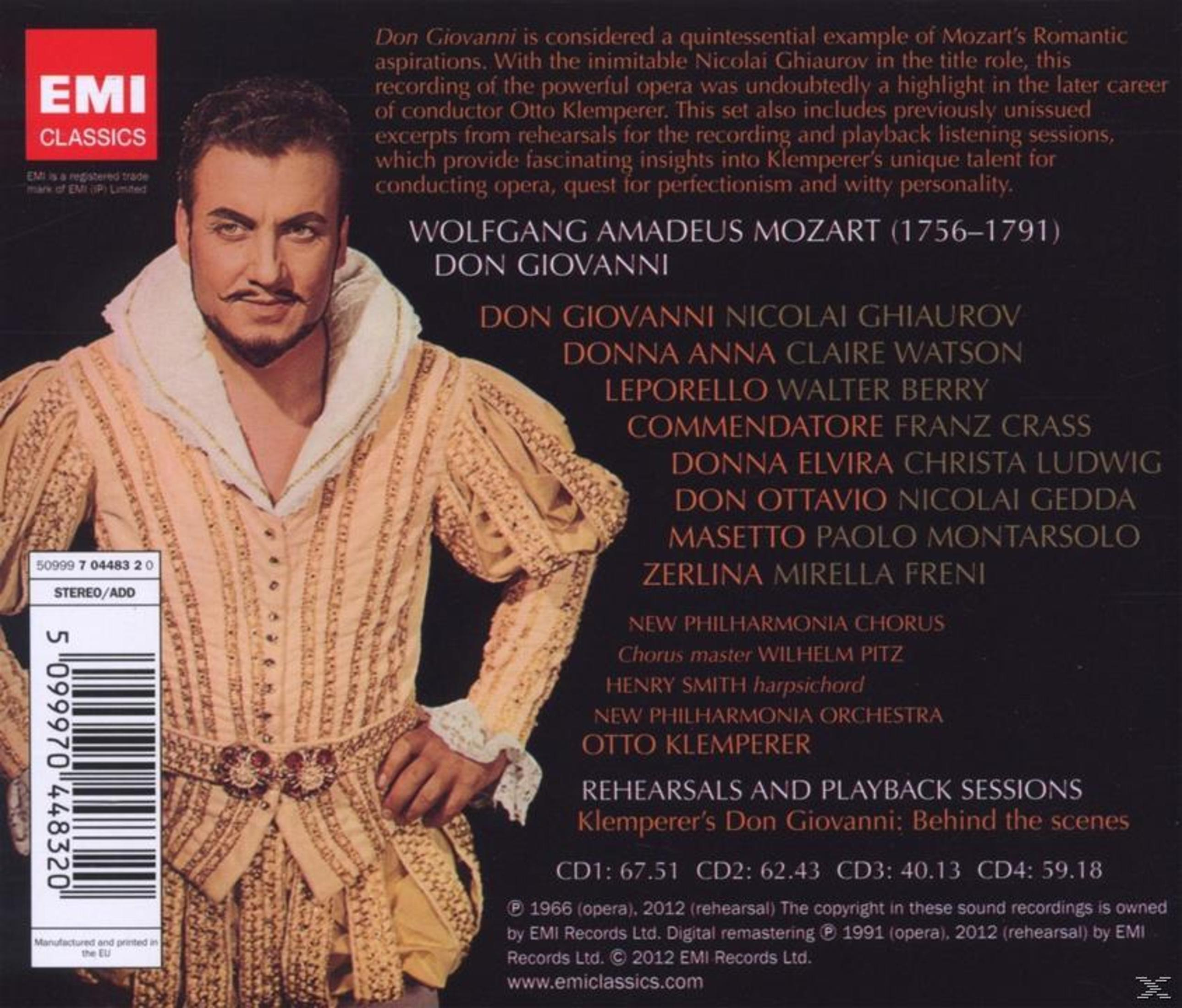 Albumcover mit einem Mann im Kostüm. Wolfgang Amadeus Mozart, Don Giovanni. Text auf der Rückseite.