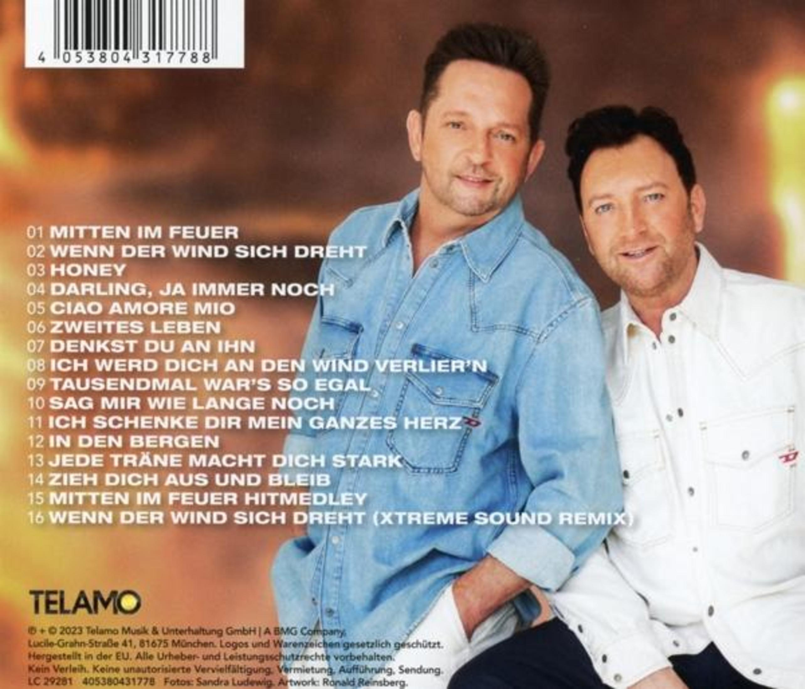 CD-Cover mit zwei lächelnden Männern, Titelliste unten. Telamo-Logo unten links.