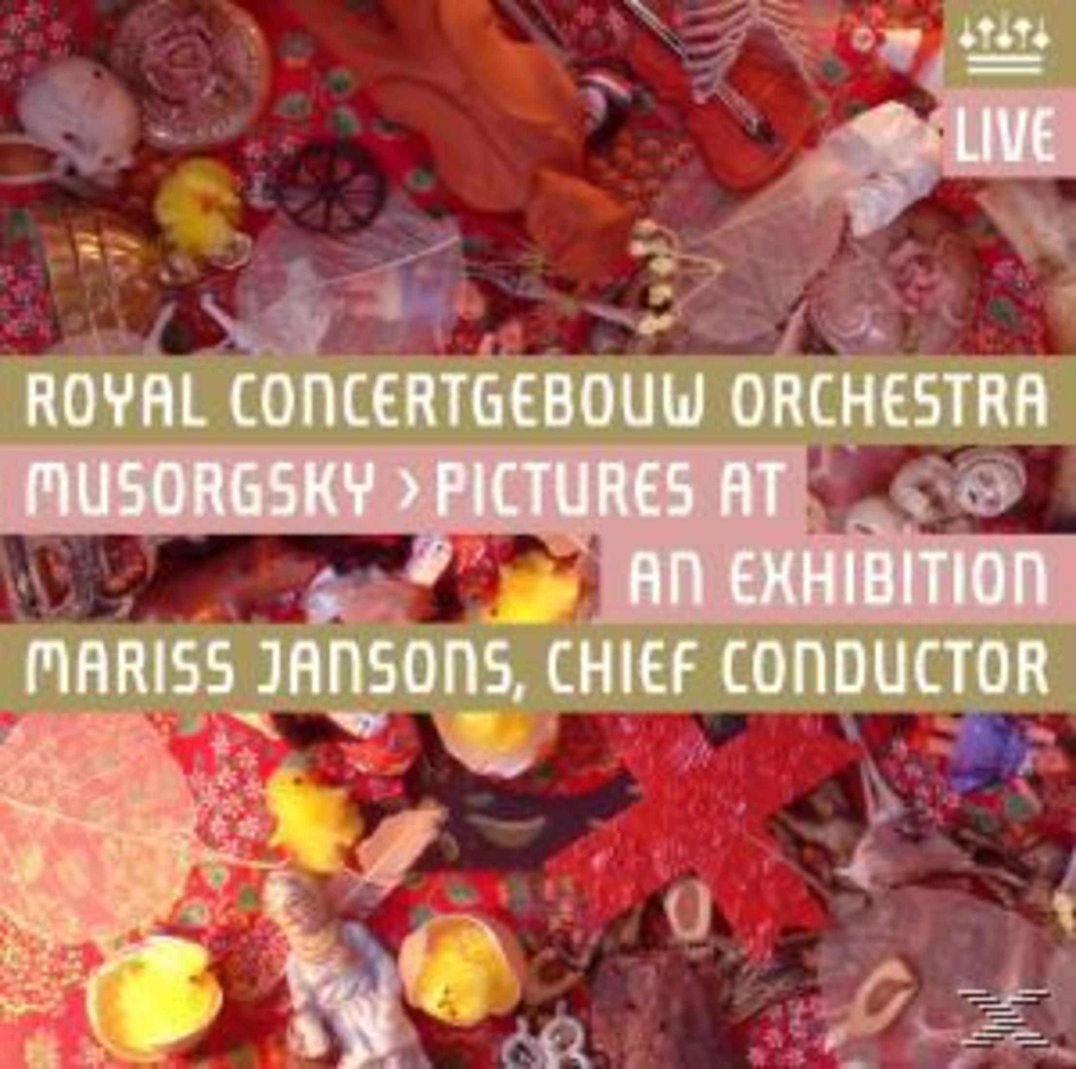 CD-Cover, Royal Concertgebouw Orchestra. Rosa Hintergrund mit verschiedenen Objekten. Live-Aufnahme.