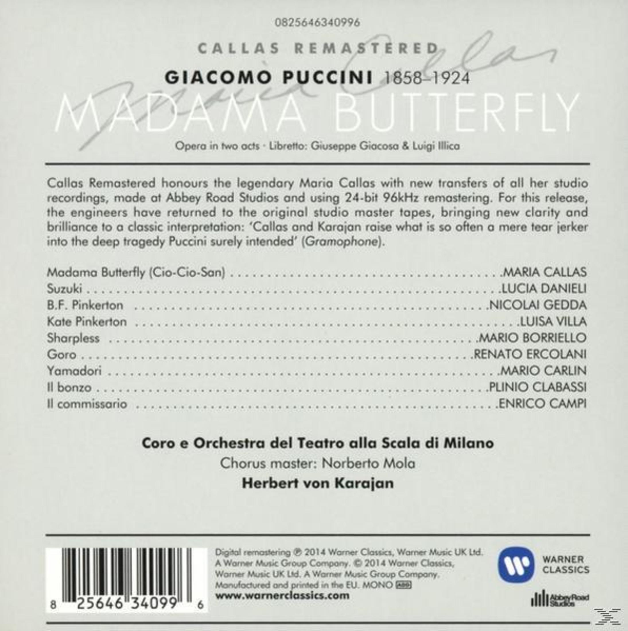 Copertina dell'album: Madama Butterfly di Puccini, con nomi degli artisti e titolo.