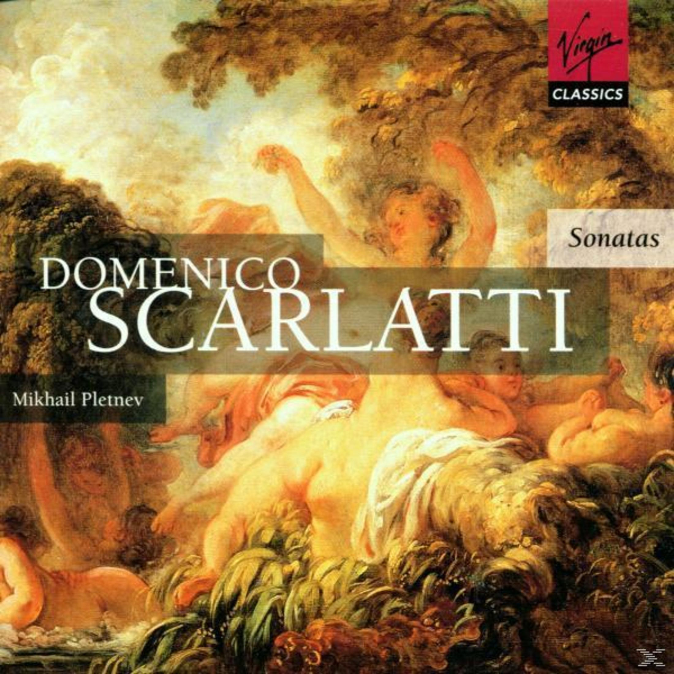 Okładka CD: Domenico Scarlatti, Sonaty klawesynowe, z obrazem postaci.