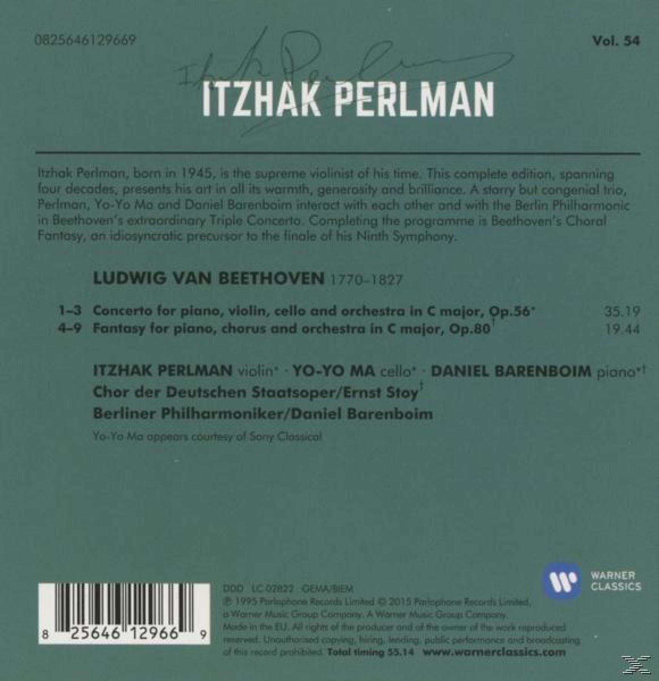 Pochette de l'album : Itzhak Perlman, texte et logo Warner Classics. Le fond est vert pâle.