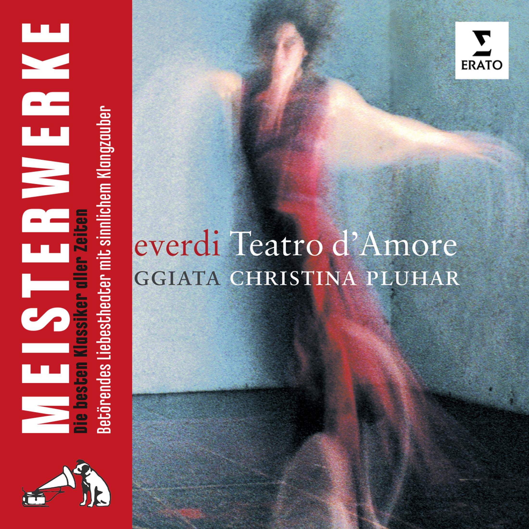 Albumhoes: vrouw in een lange jurk. Titel: 'everdi Teatro d'Amore', artiest Christina Pluhar.