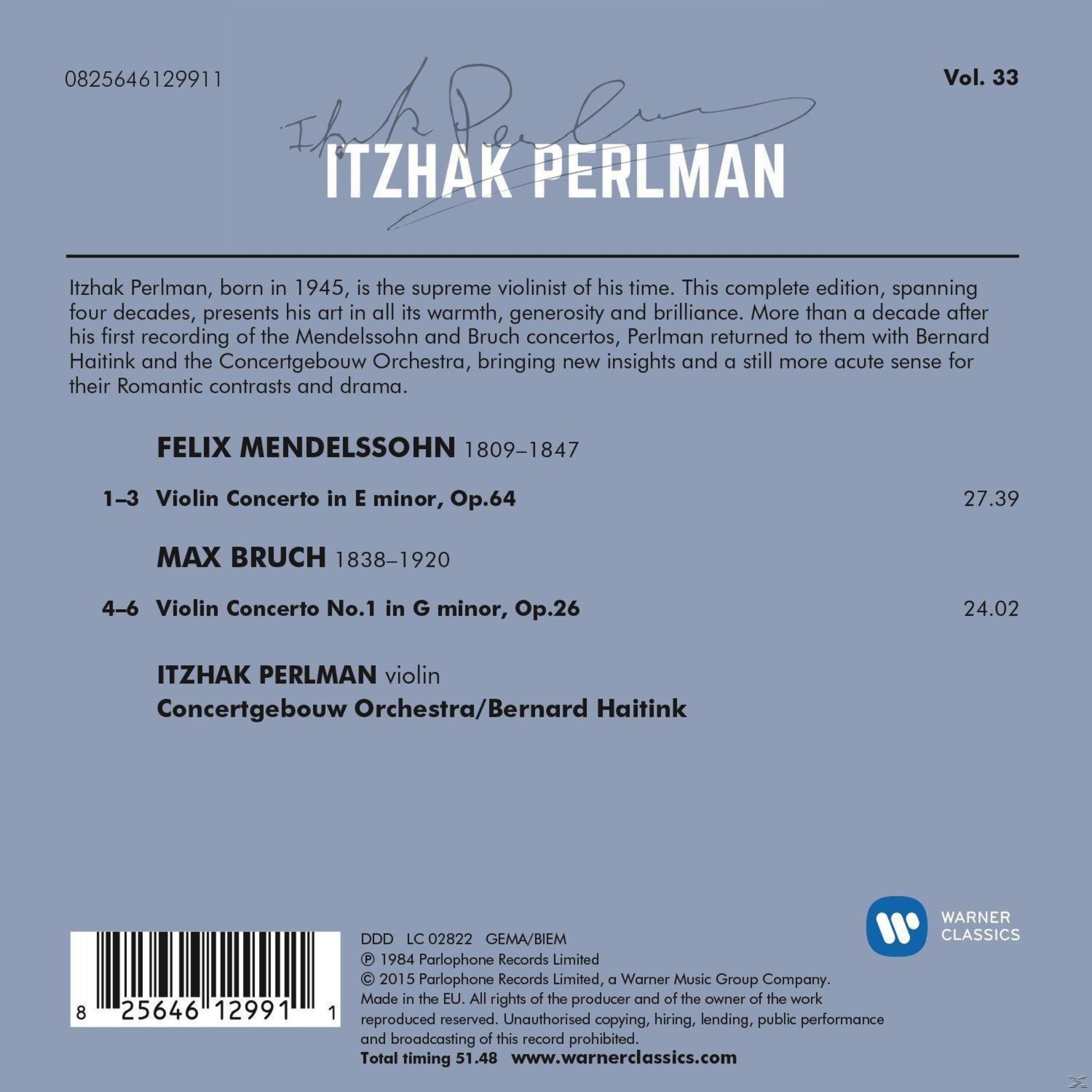 CD-hoes: Itzhak Perlman, tekst over muziek, vioolconcert, Vol. 33.
