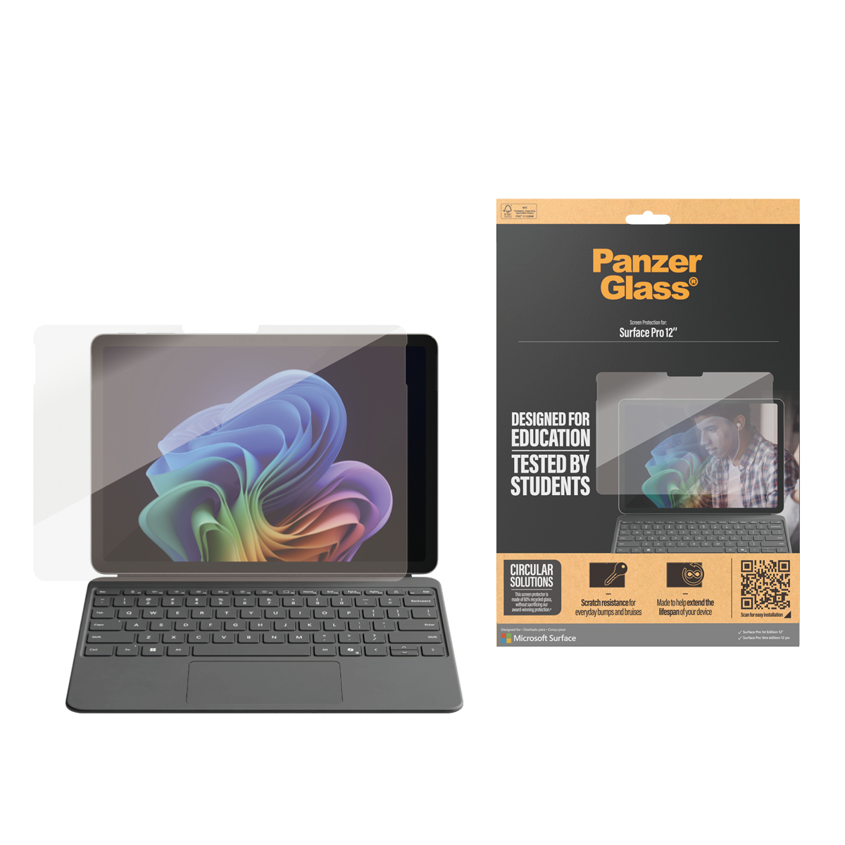 Laptop z klawiaturą i ochraniaczem ekranu w opakowaniu.