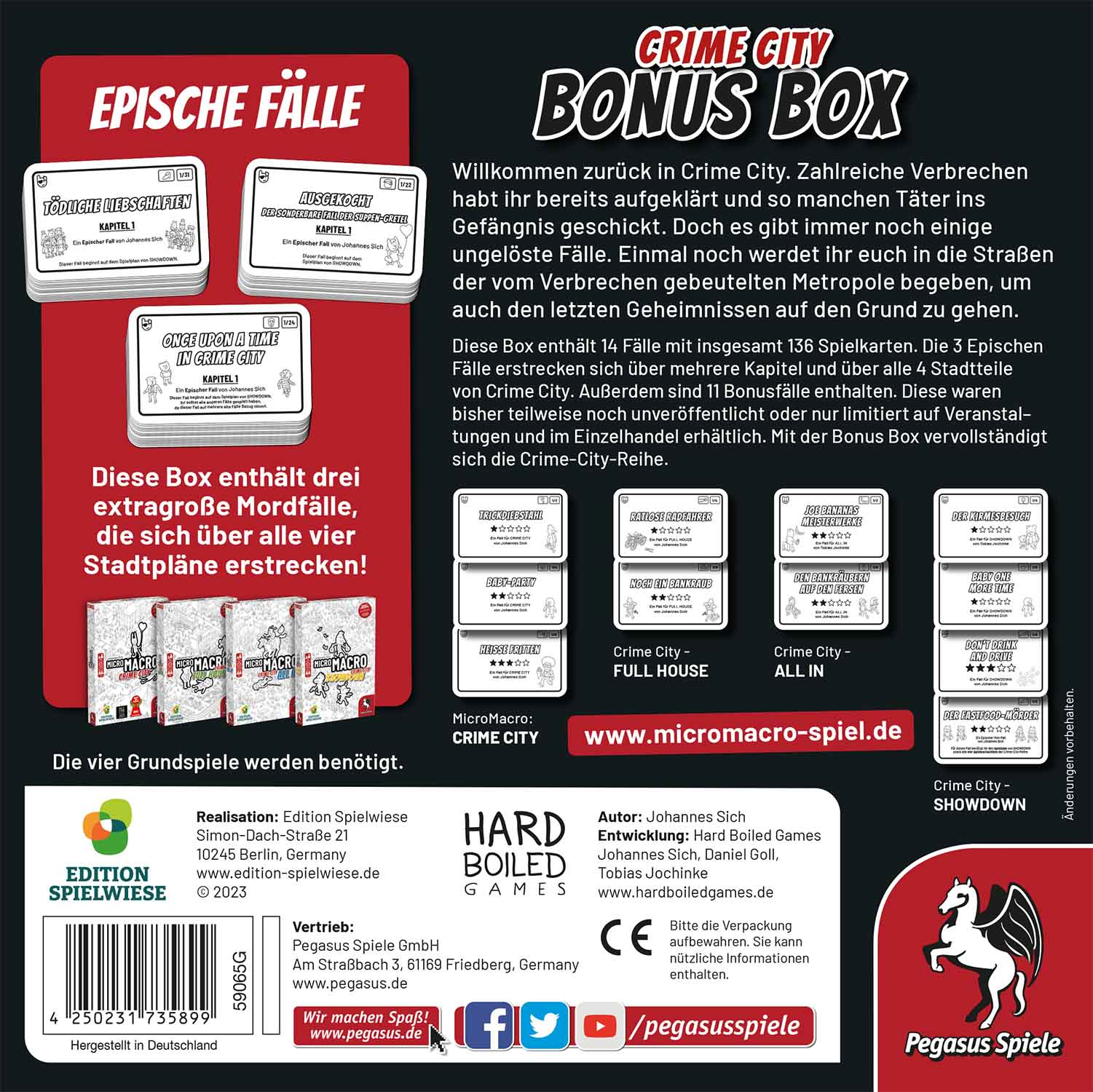 Textgefüllte Karten, Text, Spielbox und andere spielbezogene Texte und Bilder werden gezeigt.