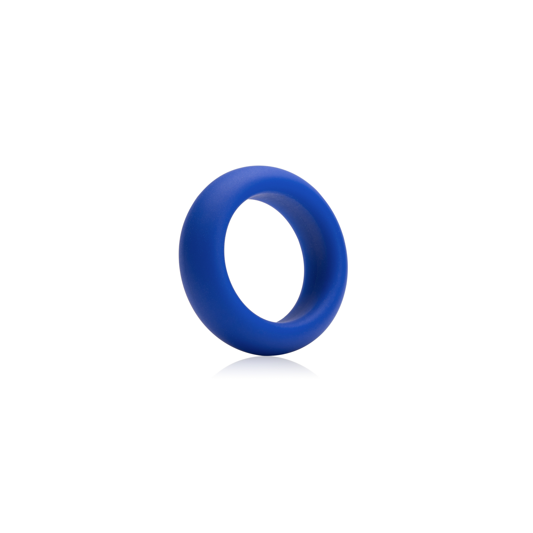 Anillo de silicona azul sobre fondo blanco. Forma circular. Presentación limpia y sencilla.