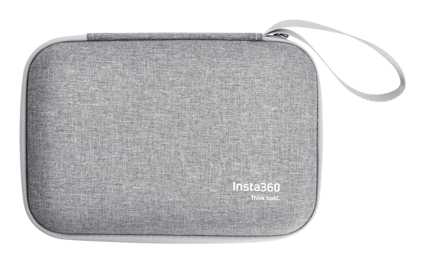 Szare etui Insta360 z tekstem Think bold.