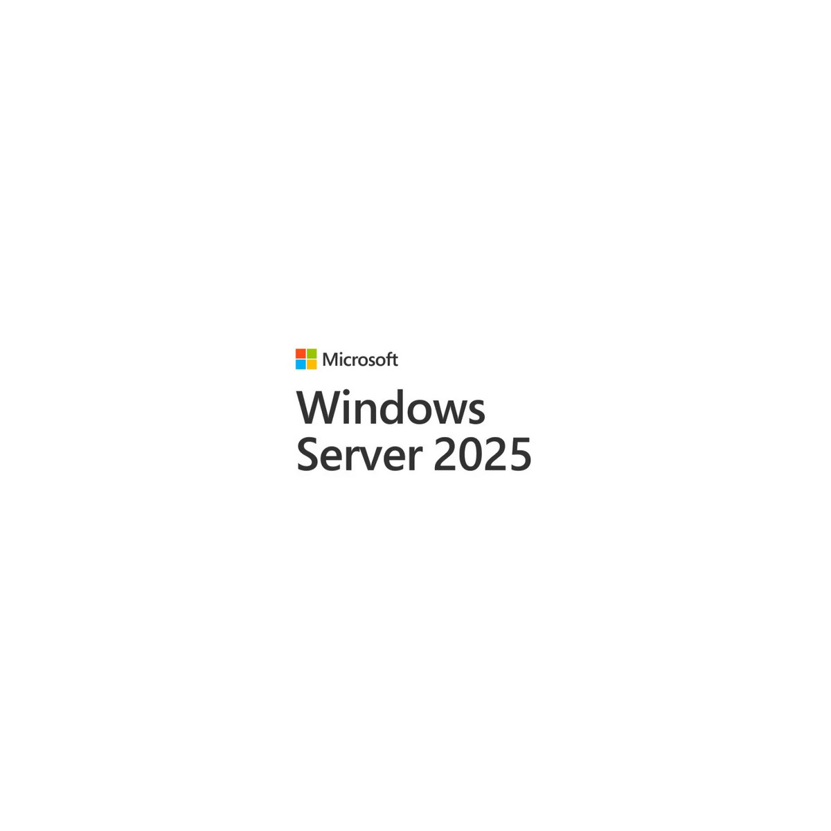 Logo Microsoft Windows Server 2025 su sfondo bianco.