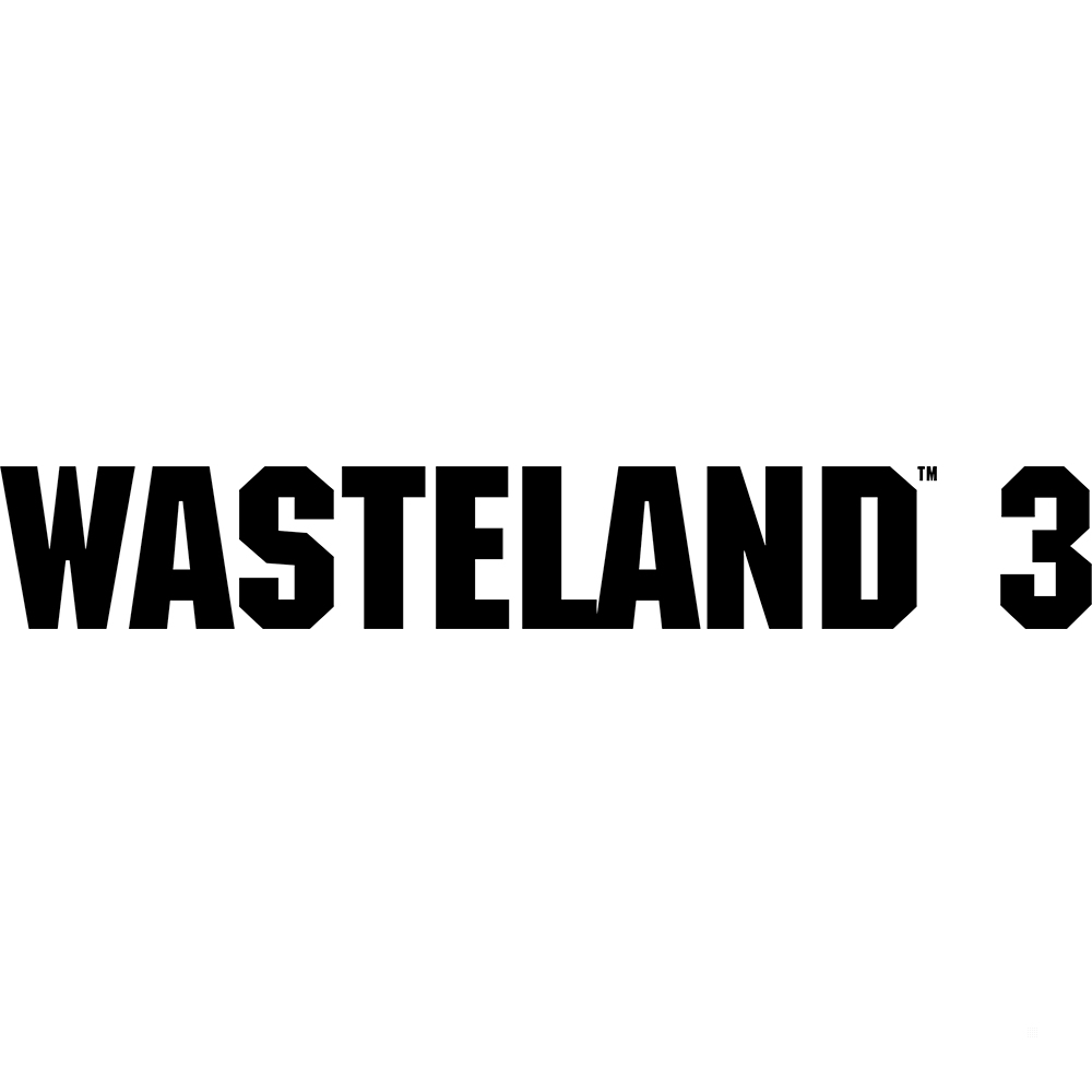 Logo Wasteland 3 in testo nero in grassetto su sfondo bianco.