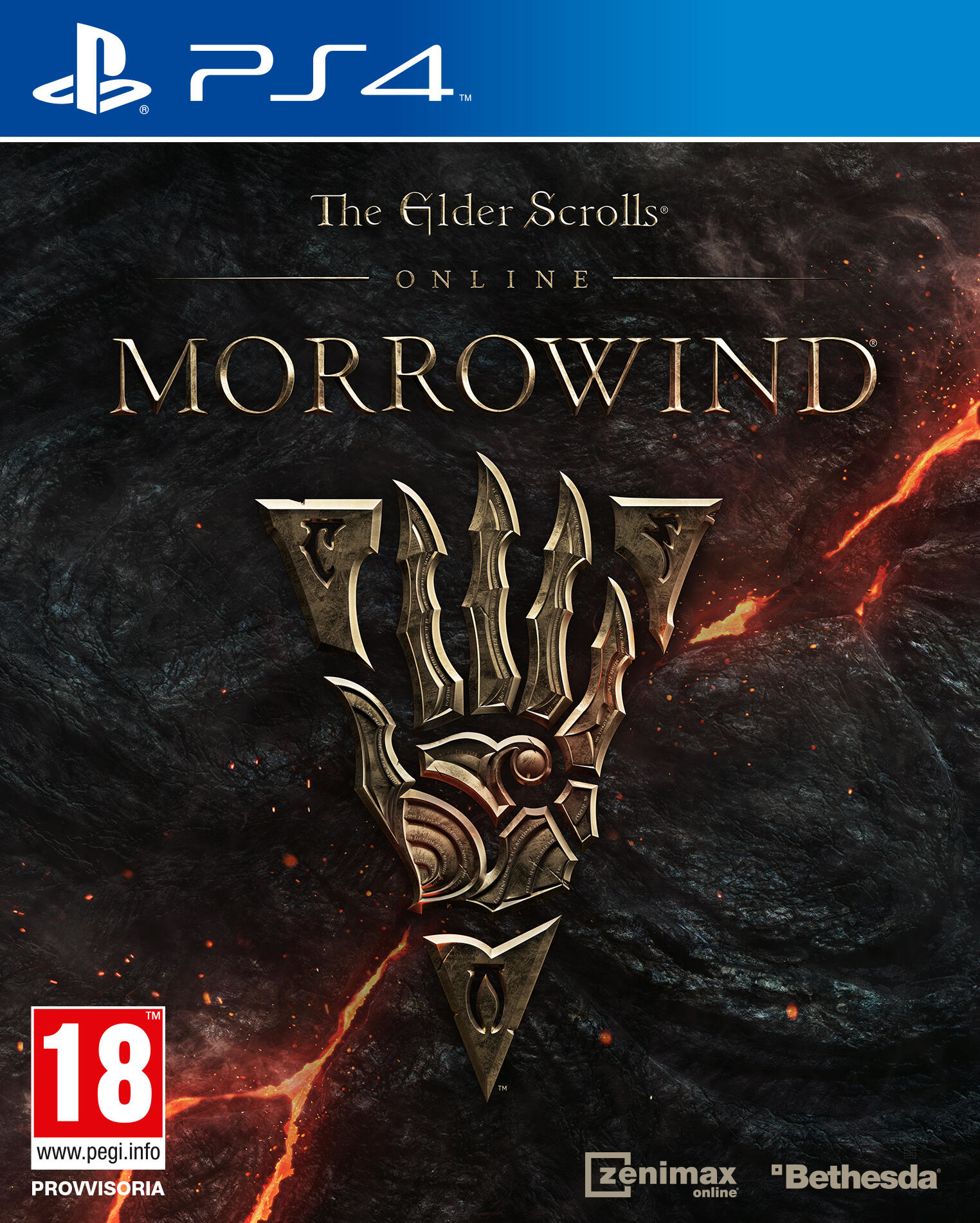 Copertina del gioco The Elder Scrolls Online: Morrowind. Presenta una mano che tiene gli artigli.