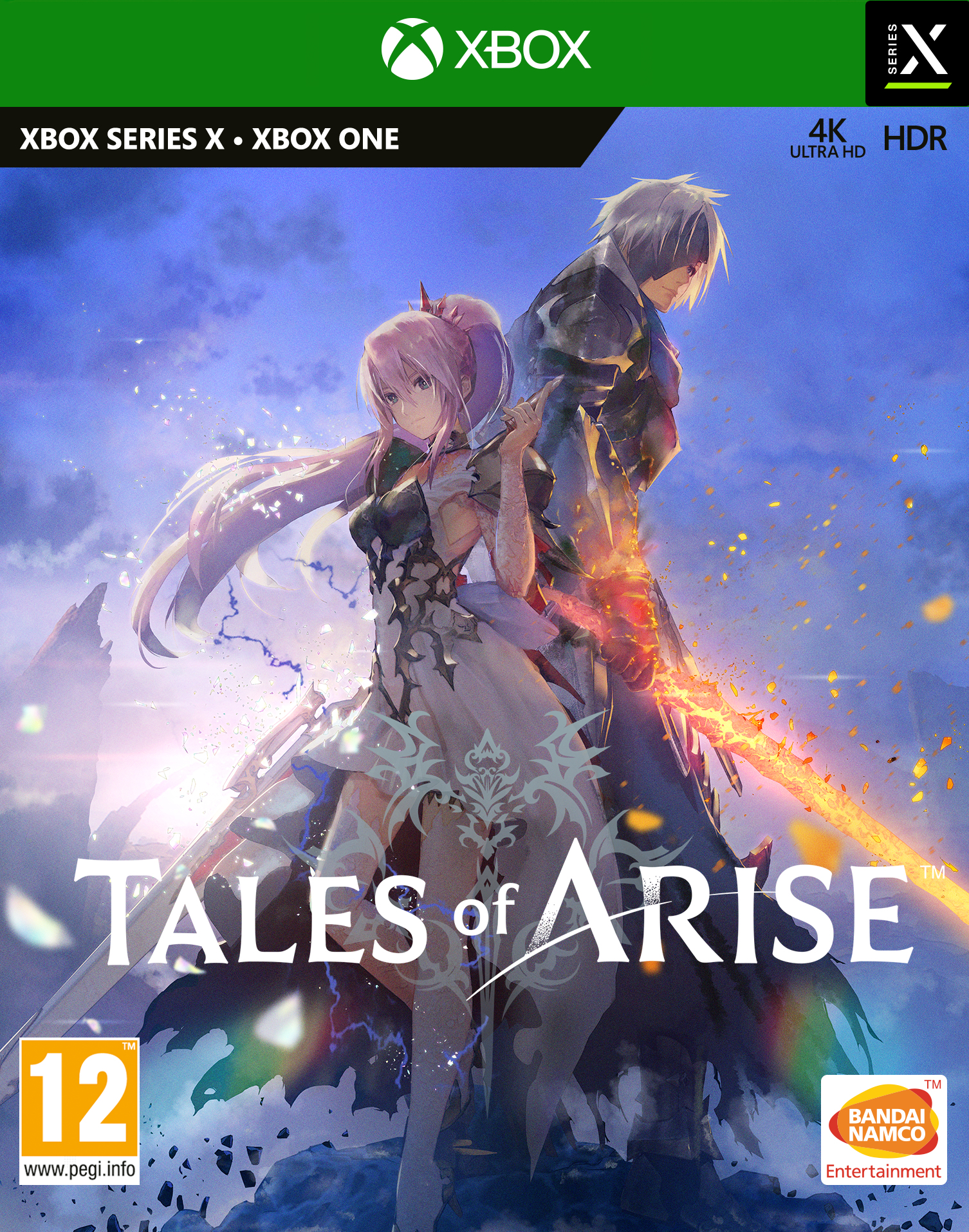 Okładka gry Tales of Arise, z dwiema postaciami na tle krajobrazu.