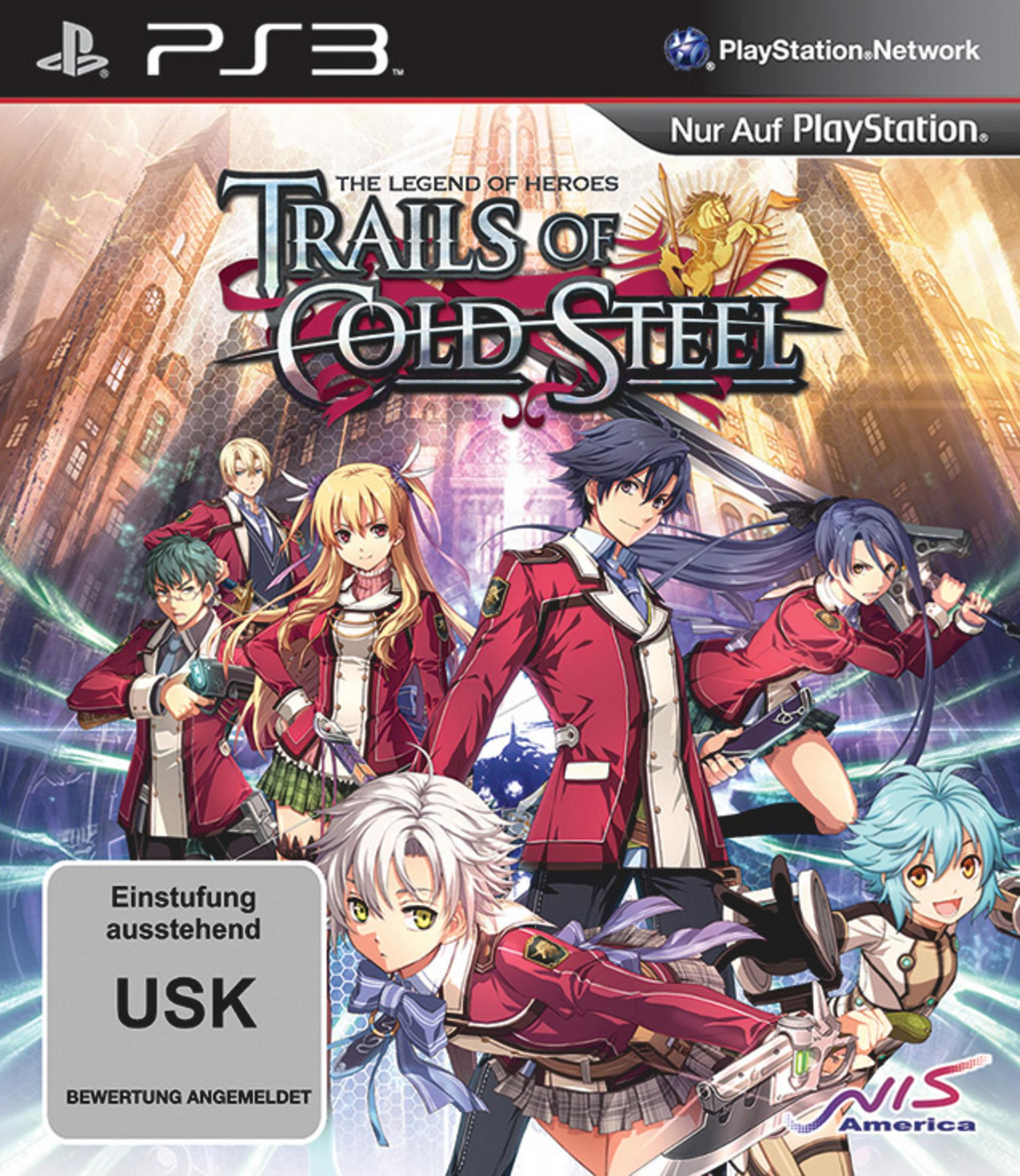Spielcover mit Anime-Charakteren. Rote Jacken und ein blauer Hintergrund. Enthält japanischen Text.
