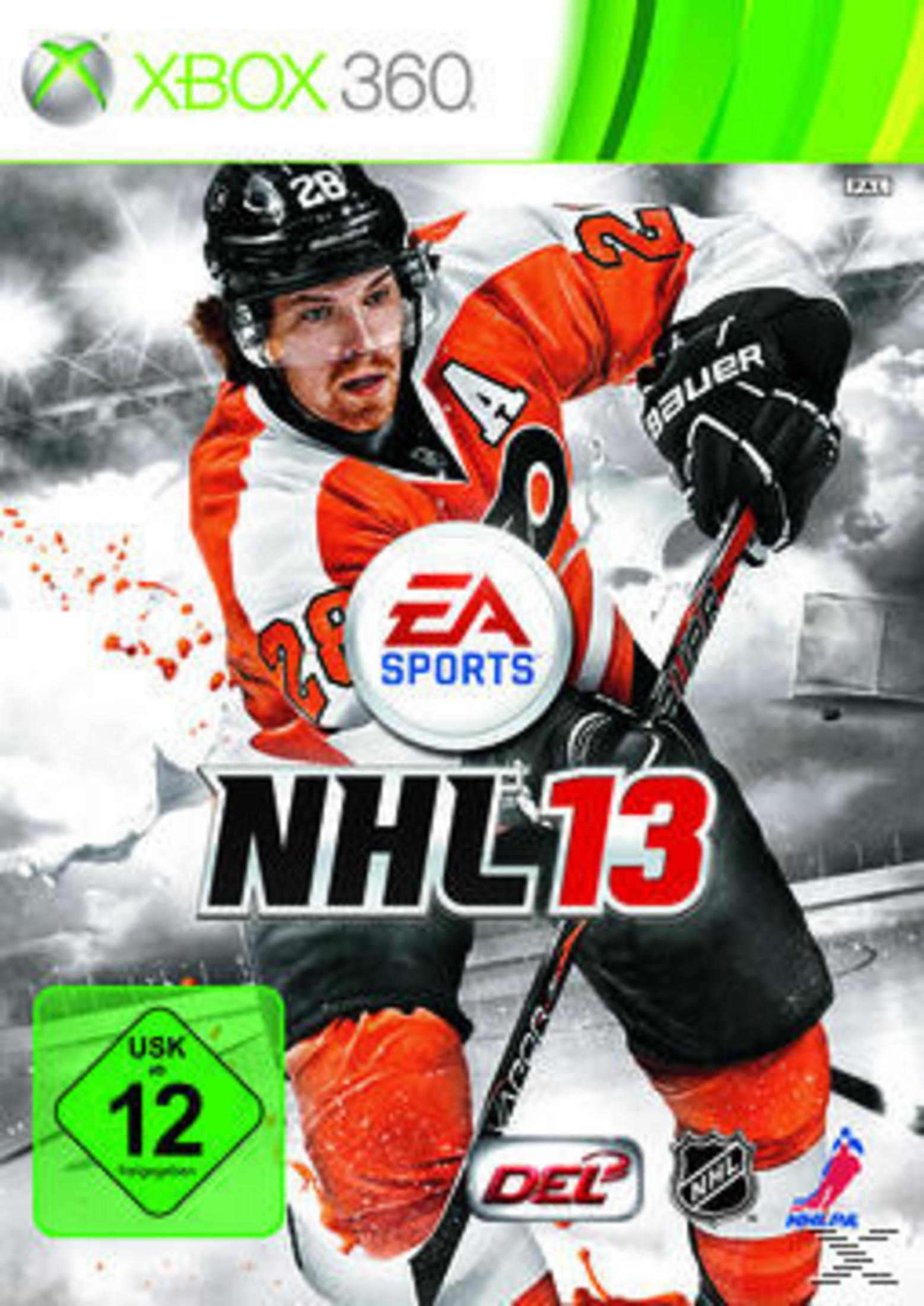 NHL 13-Spielcover. Ein Hockeyspieler in Orange und Weiß ist auf dem Cover.