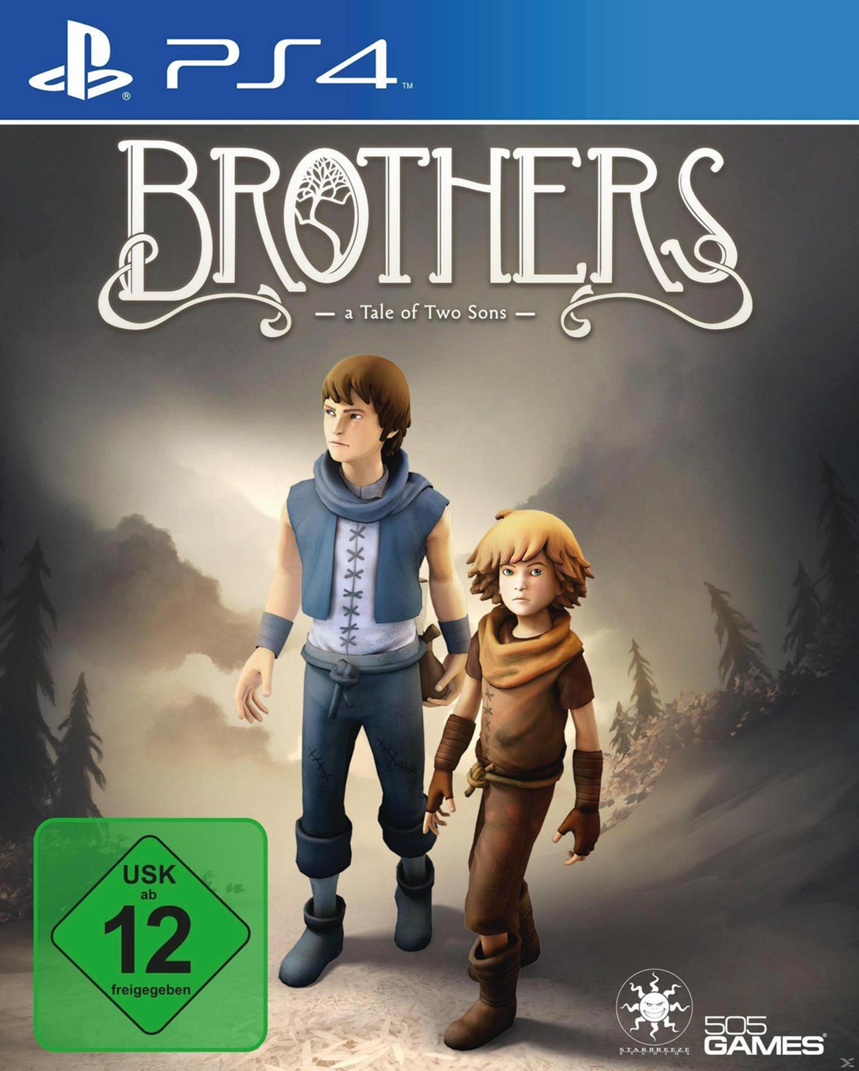 Spieledesign: Brothers - A Tale of Two Sons. Zwei Jungen gehen auf einem Weg mit Waldblick.