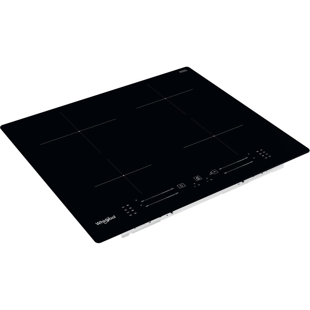 Una placa de inducción negra con cuatro quemadores y panel de control.
