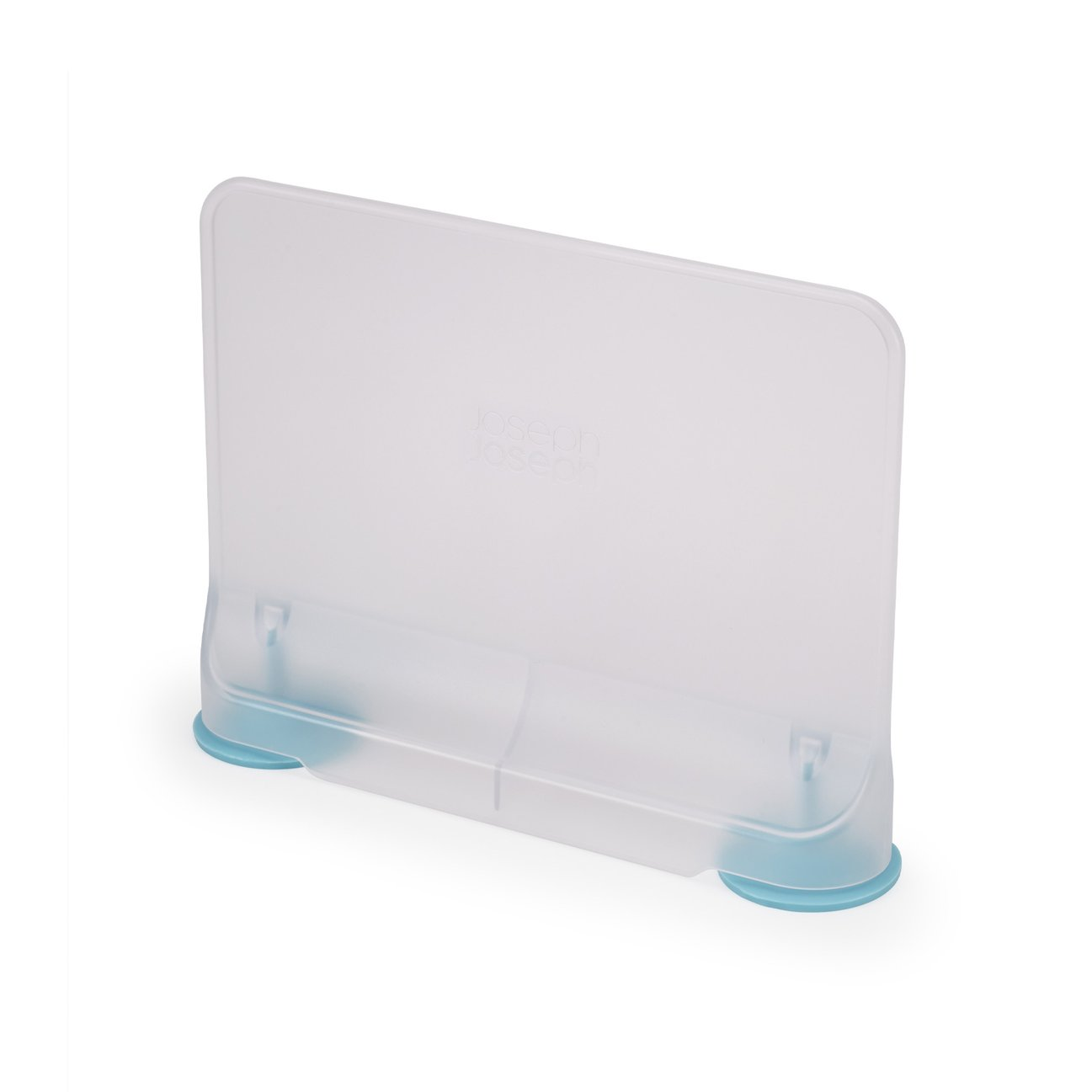 Przezroczysty dzielnik Joseph Joseph. Dwie sekcje i niebieskie przyssawki.