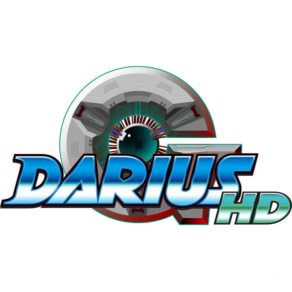 Logo gry Darius HD. Logo przedstawia duże oko i tytuł gry.