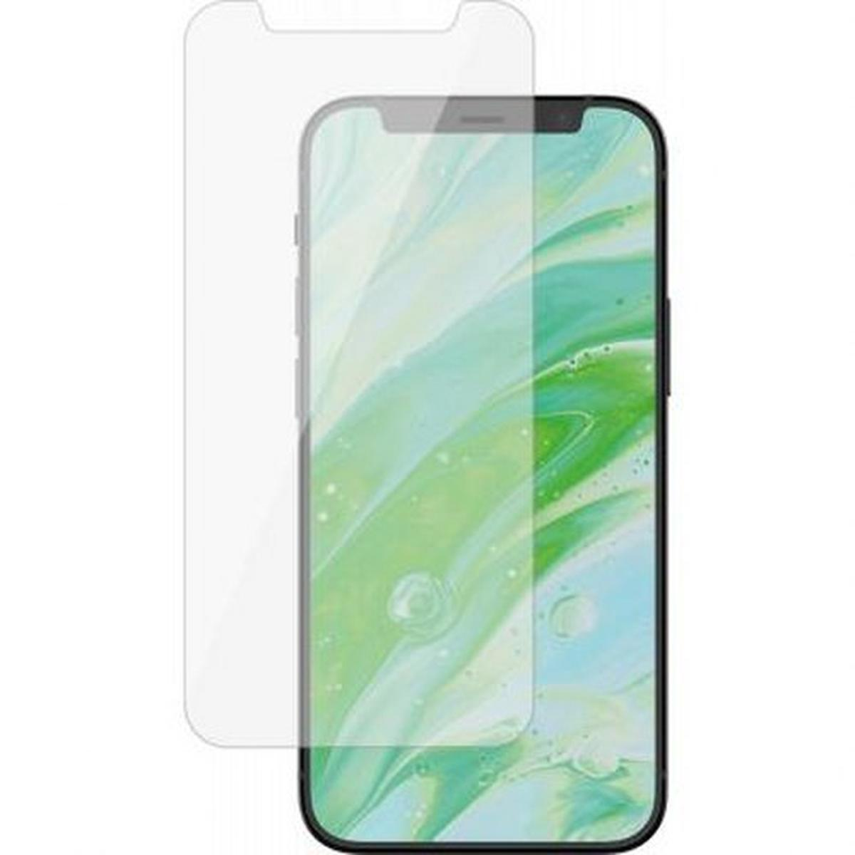 Een telefoon met een schermbeschermer naast de beschermer.