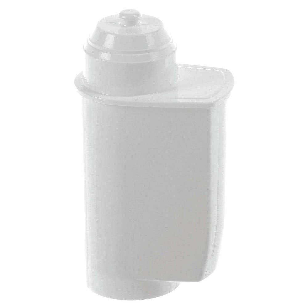 Ein weißer, zylindrischer Wasserfilter mit einem oberen Deckel.