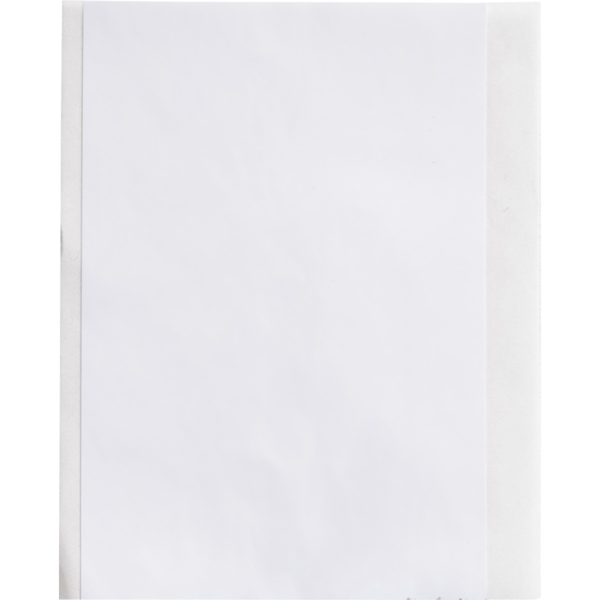 Biała kartka papieru w przezroczystej plastikowej koszulce.