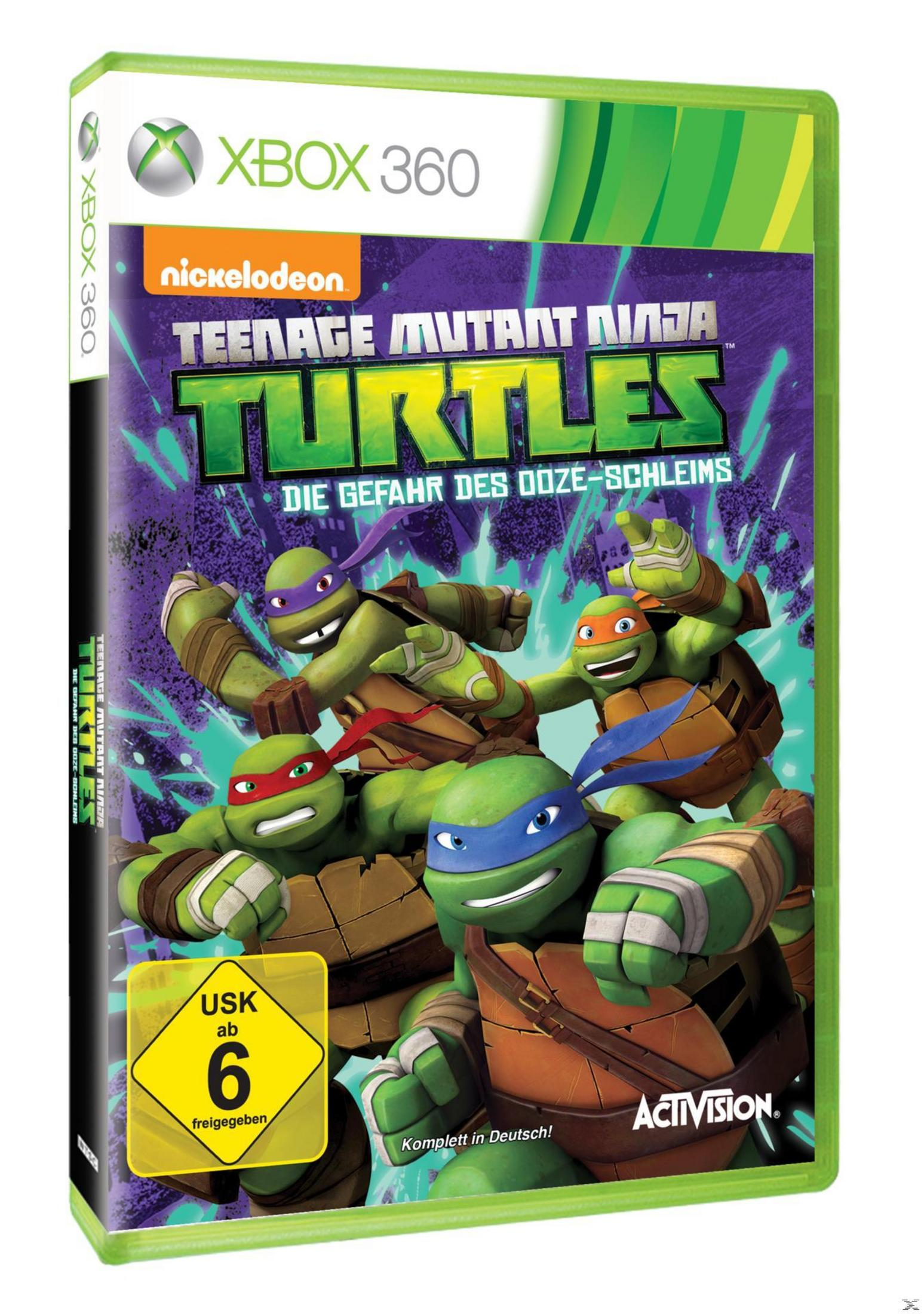 Spielhülle von Teenage Mutant Ninja Turtles. Auf dem Cover sind vier Schildkröten zu sehen, grün mit verschiedenfarbigen Masken.