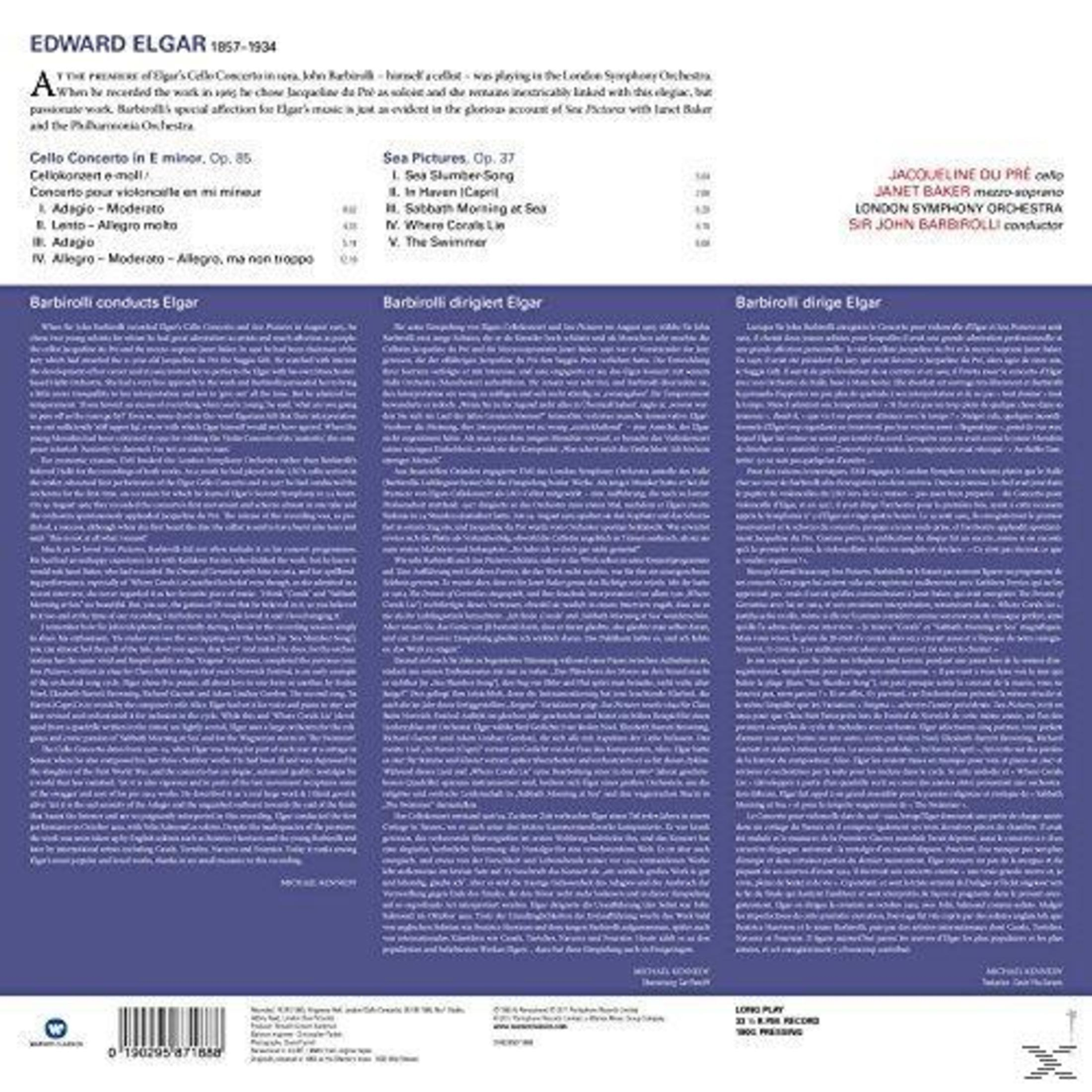 Couverture d'album avec texte sur Edward Elgar, avec fond bleu et texte noir.