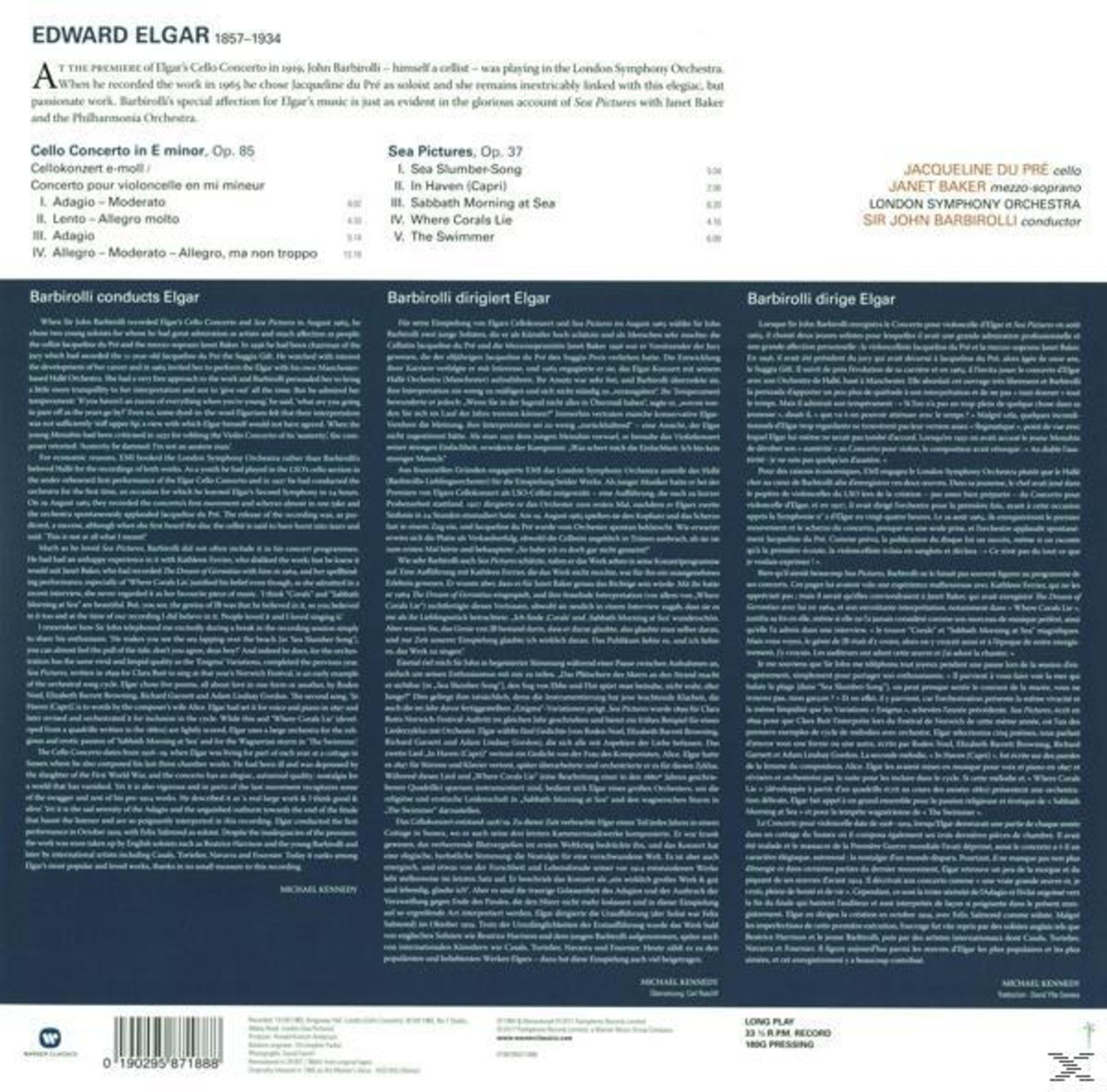 Couverture d'album avec texte sur Edward Elgar, avec fond bleu et texte noir.