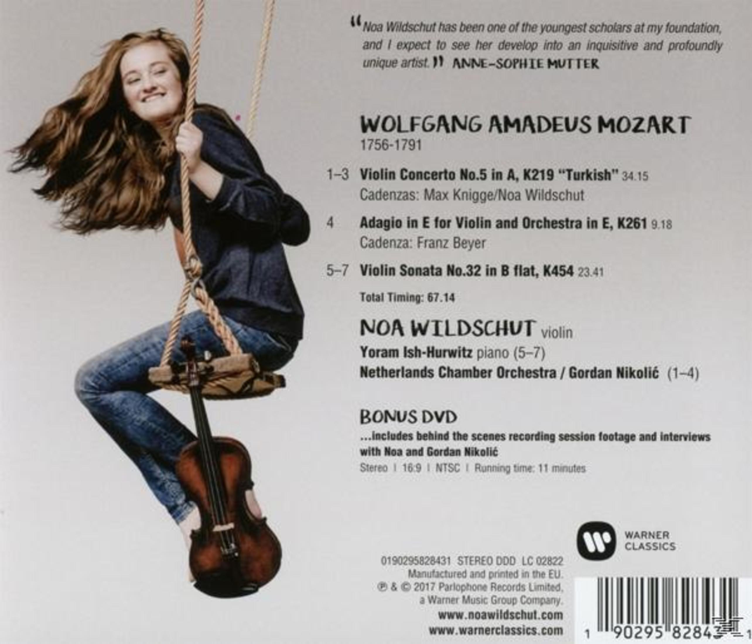 Eine Frau mit langen Haaren sitzt auf einer Schaukel und hält eine Geige. Der Text enthält musikalische Details und Credits.