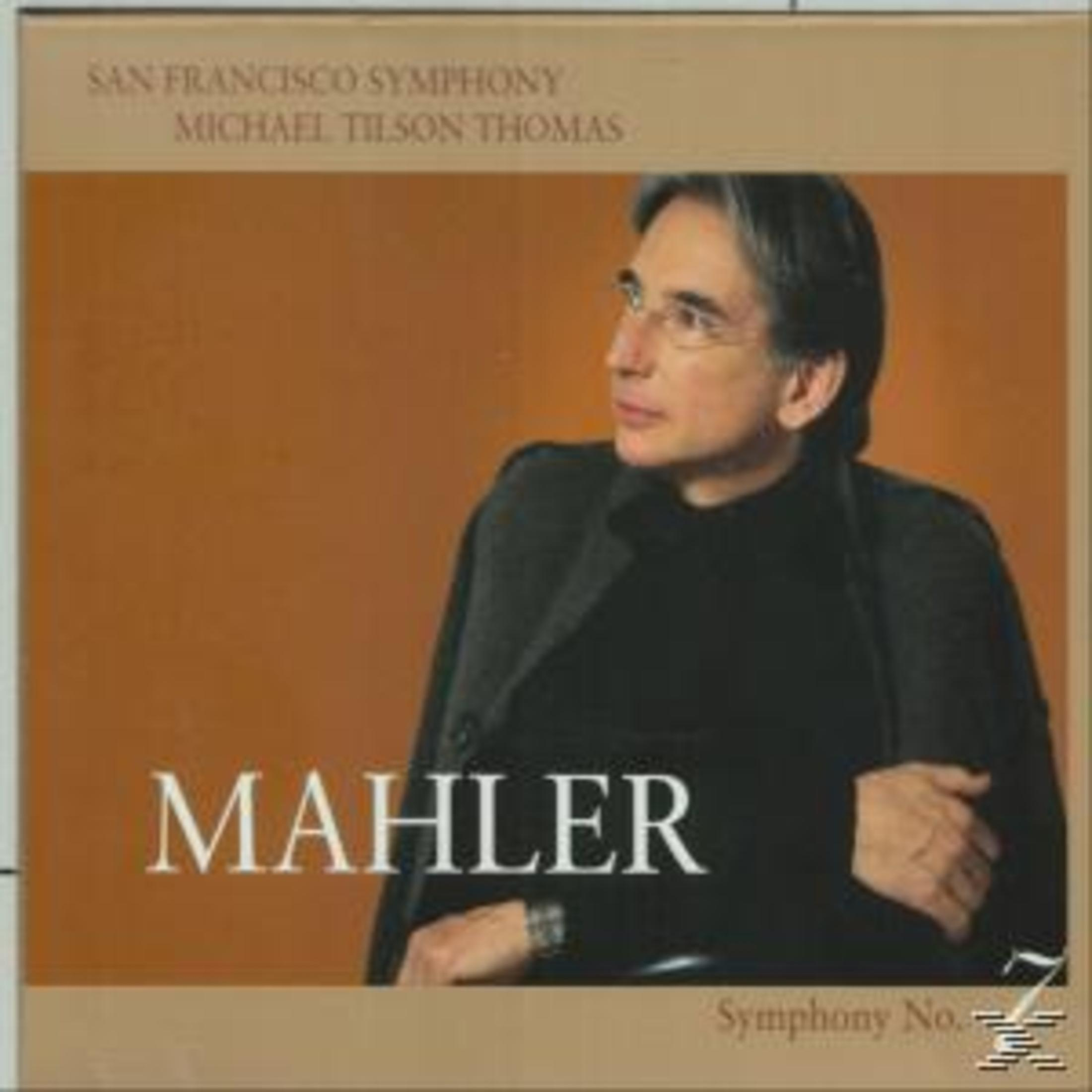 CD-Cover mit einem Mann in schwarzem Hemd. Text: Mahler, Symphonie Nr. 7, San Francisco Symphony.