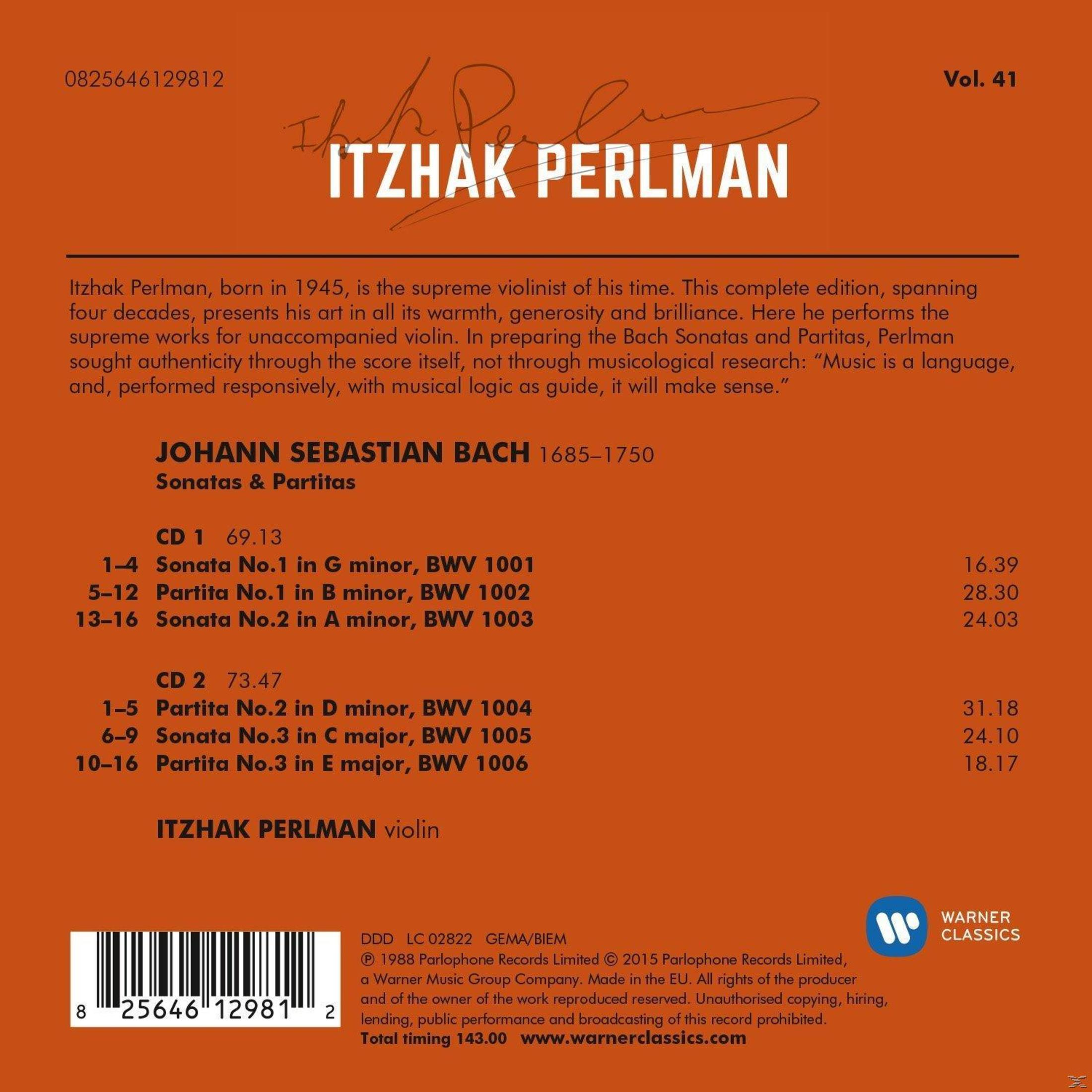 Itzhak Perlman albumhoes. Tekst die het album en de tracklist beschrijft.