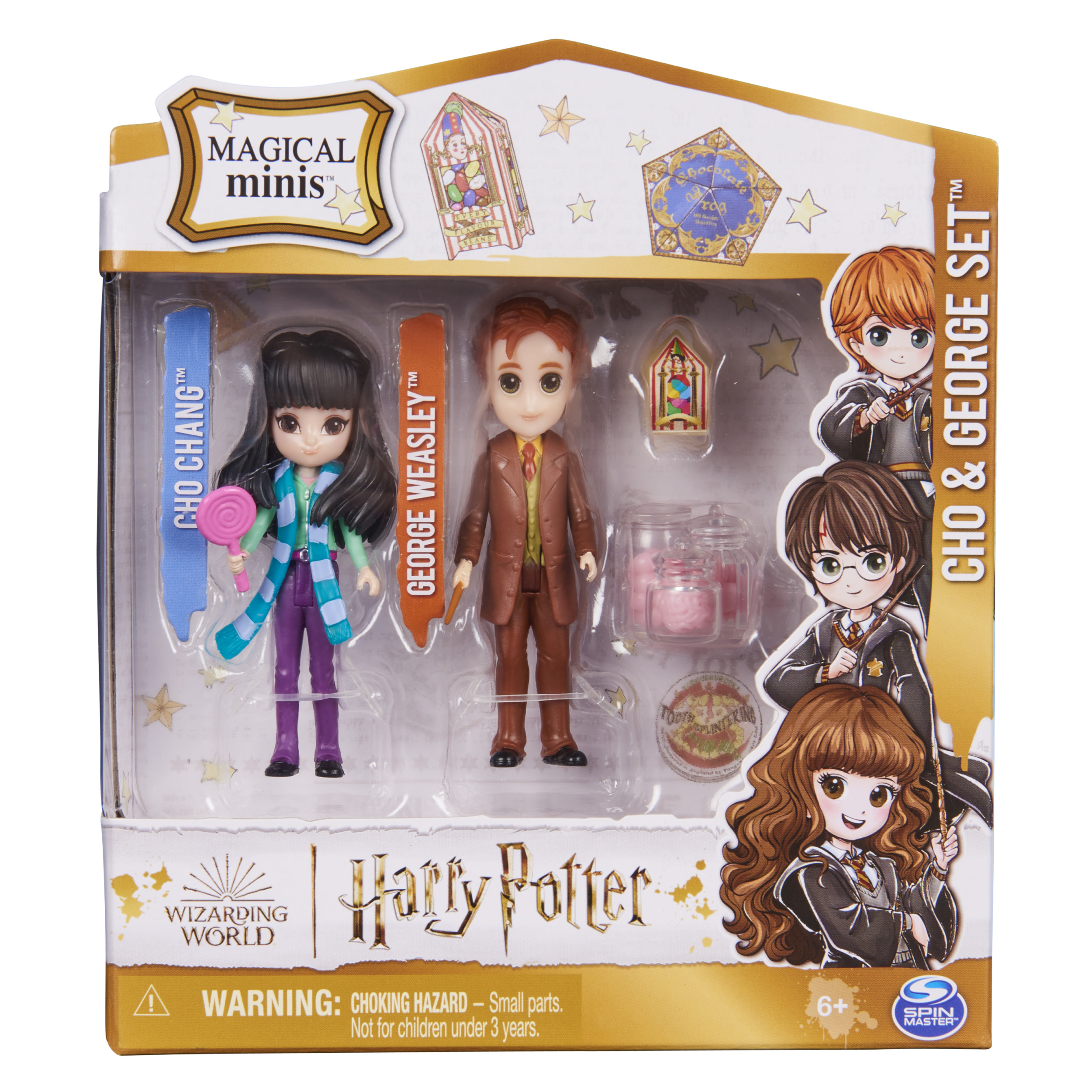 Opakowanie Harry Potter Magical Minis, z figurkami Cho Chang i George'a Weasleya.