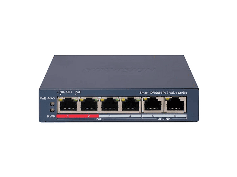 HIKVISION DS-3E1106P-EI/M 4XFE+2XFE Megabit 45W PoE 6 Switch Siyah