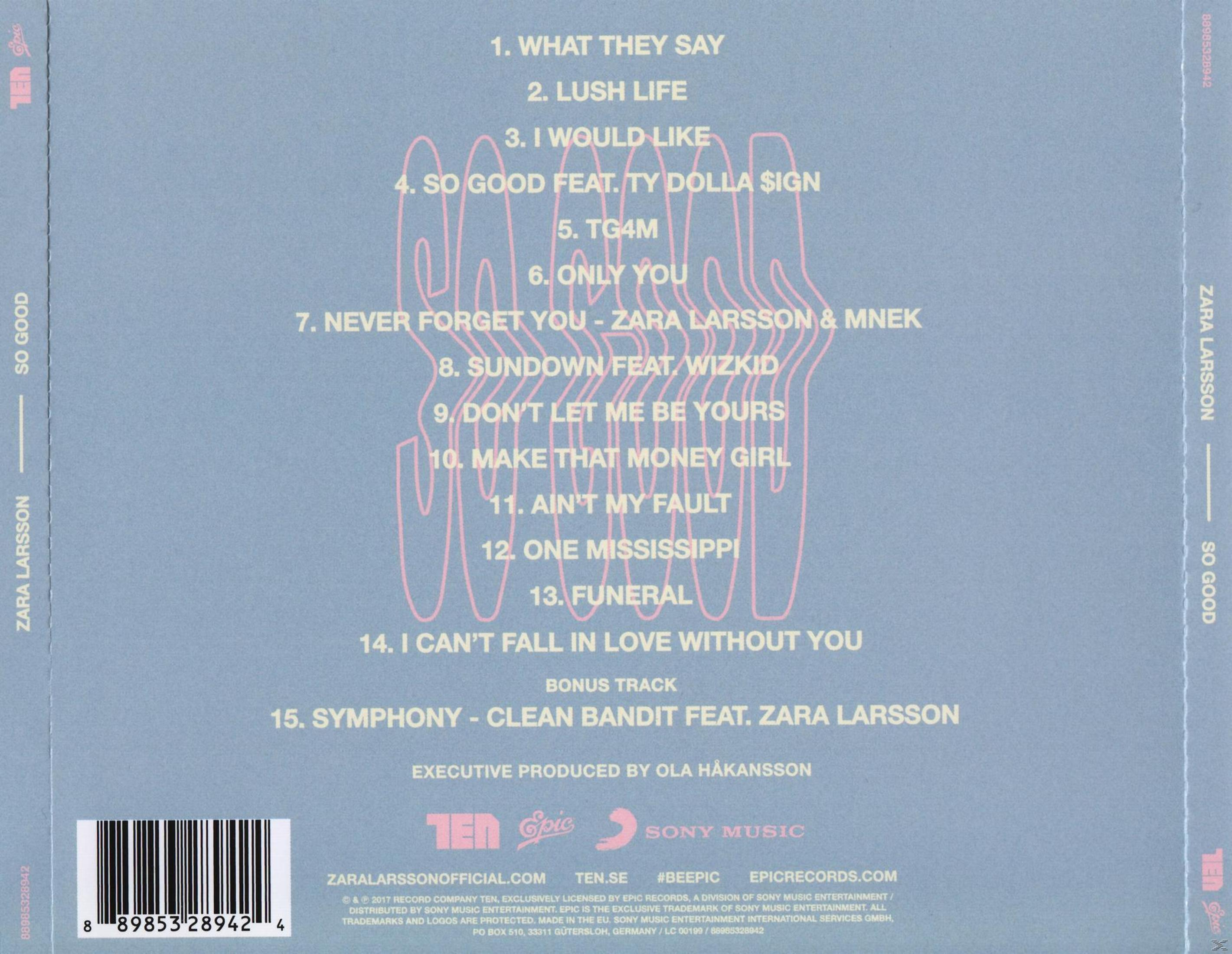 Tylna okładka albumu 'SO GOOD' z listą utworów i napisami.