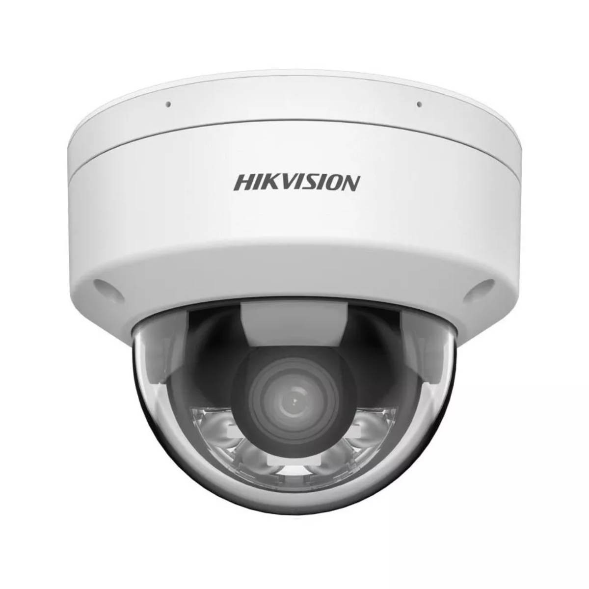 Biała kopuła kamery bezpieczeństwa z HIKVISION. Na białym tle.