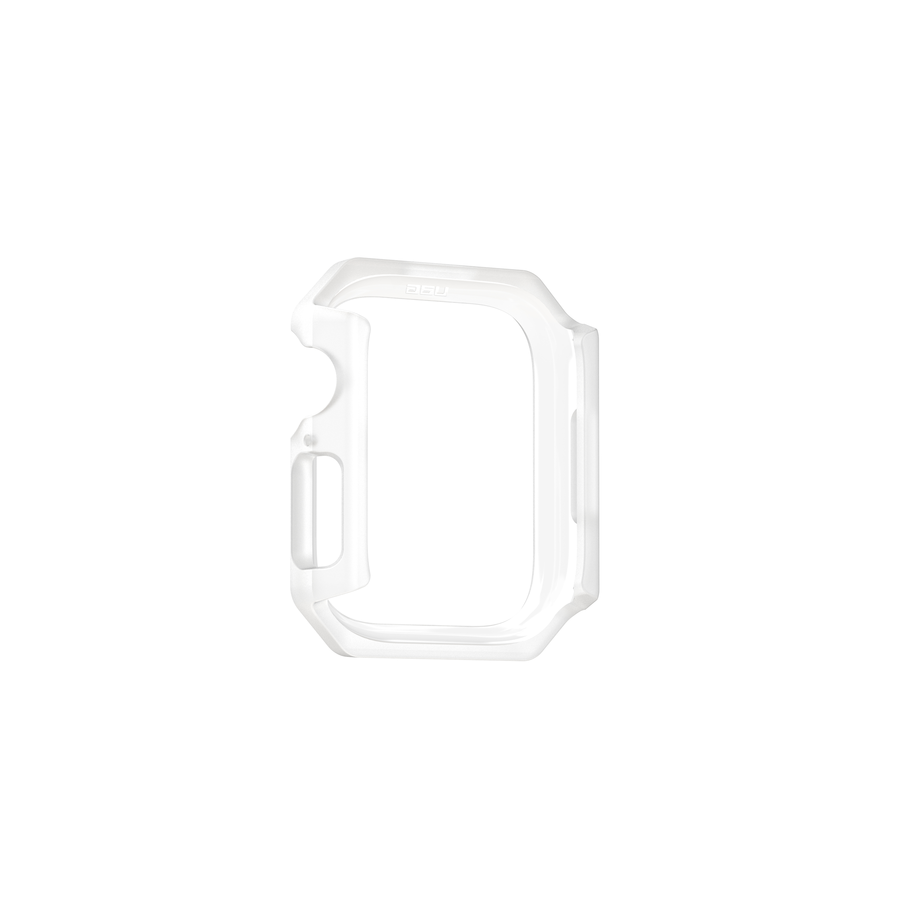 Custodia trasparente per orologio. Forma rettangolare con telaio trasparente. Isolato.