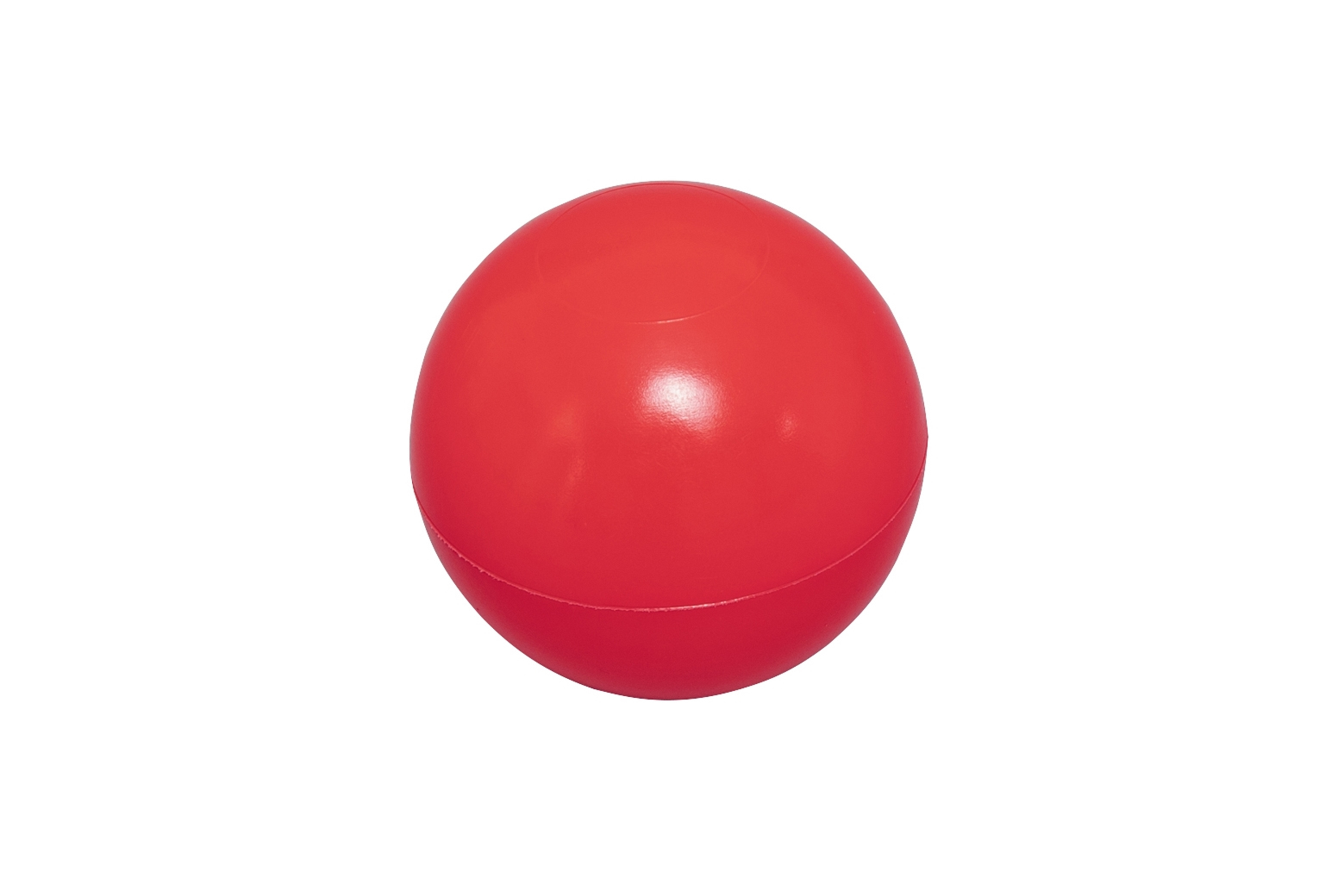 Una sfera rossa piena su sfondo bianco.