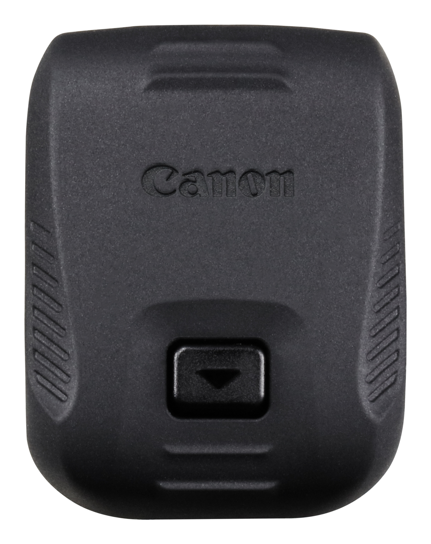 Czarny dodatek Canon z przyciskiem i nazwą marki.