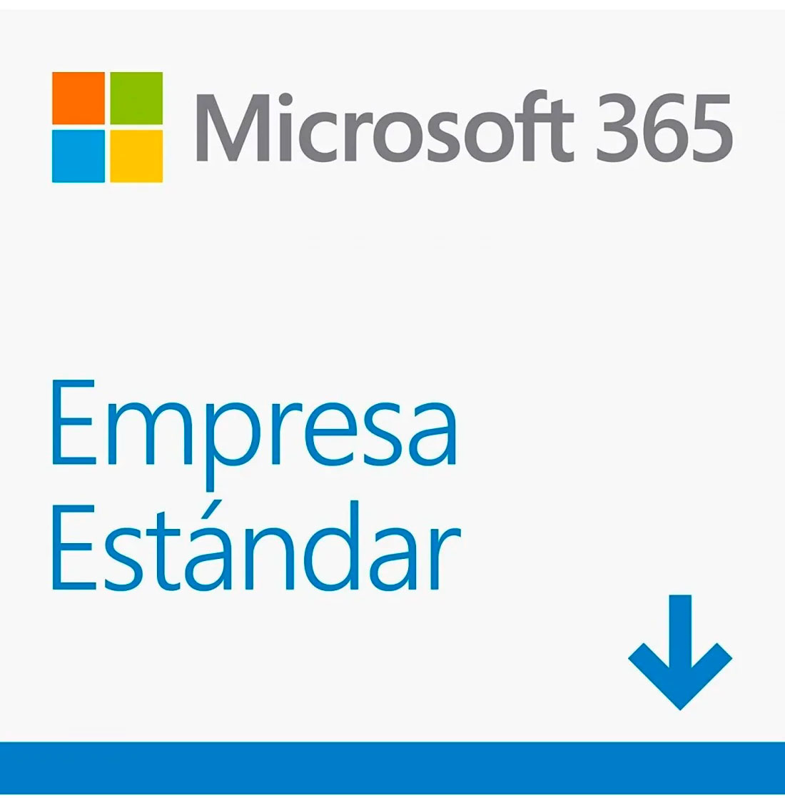 Logo Microsoft 365 z tekstem 'Empresa Estándar' i strzałką w dół na białym tle.