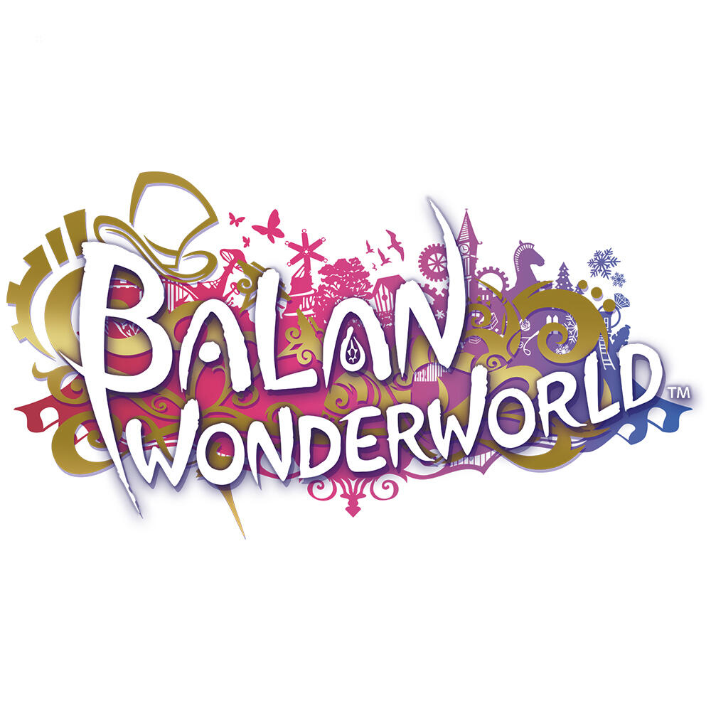 Logo Balan Wonderworld. Kolorowe, z różnymi elementami dekoracyjnymi.
