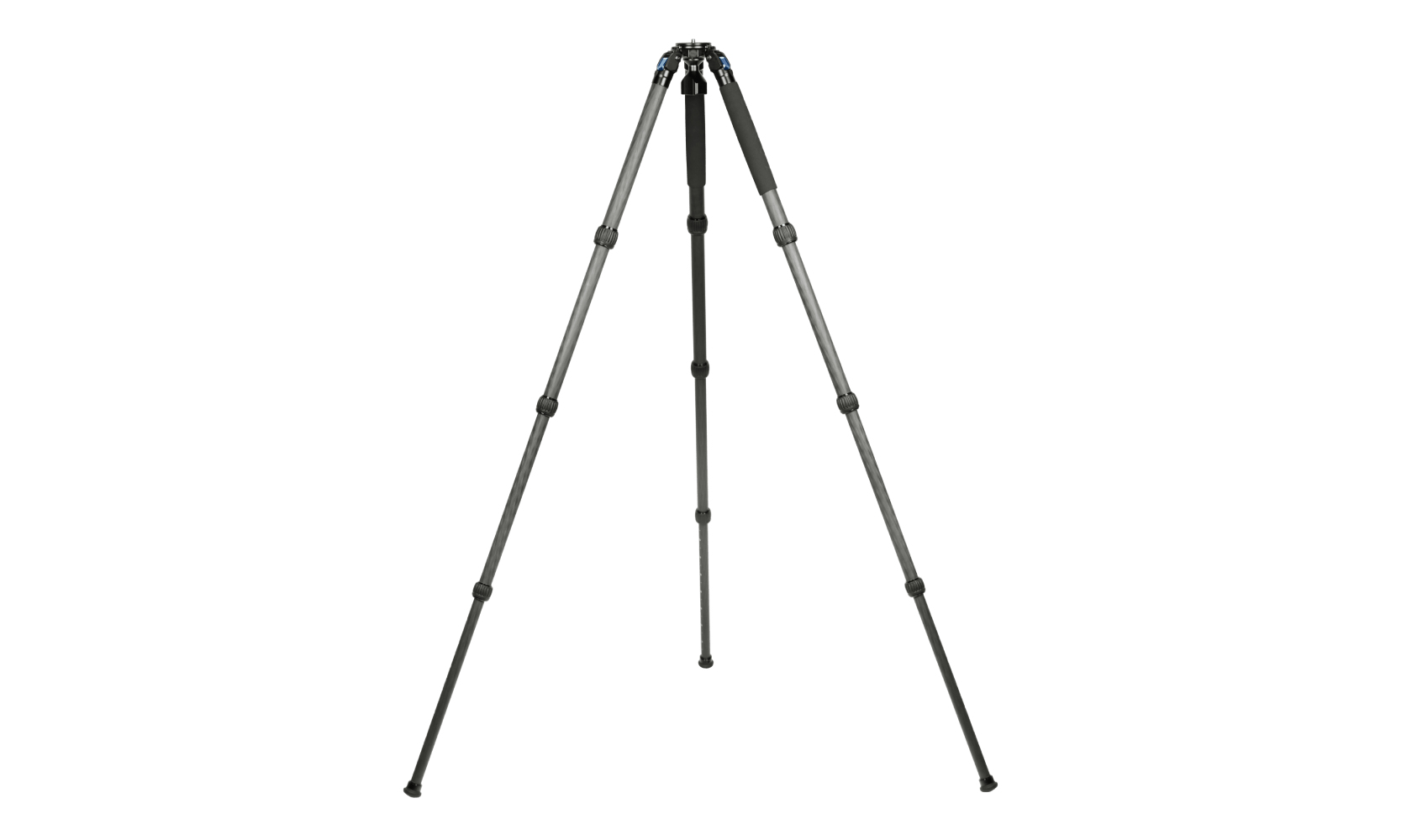 A black and silver tripod is set up.